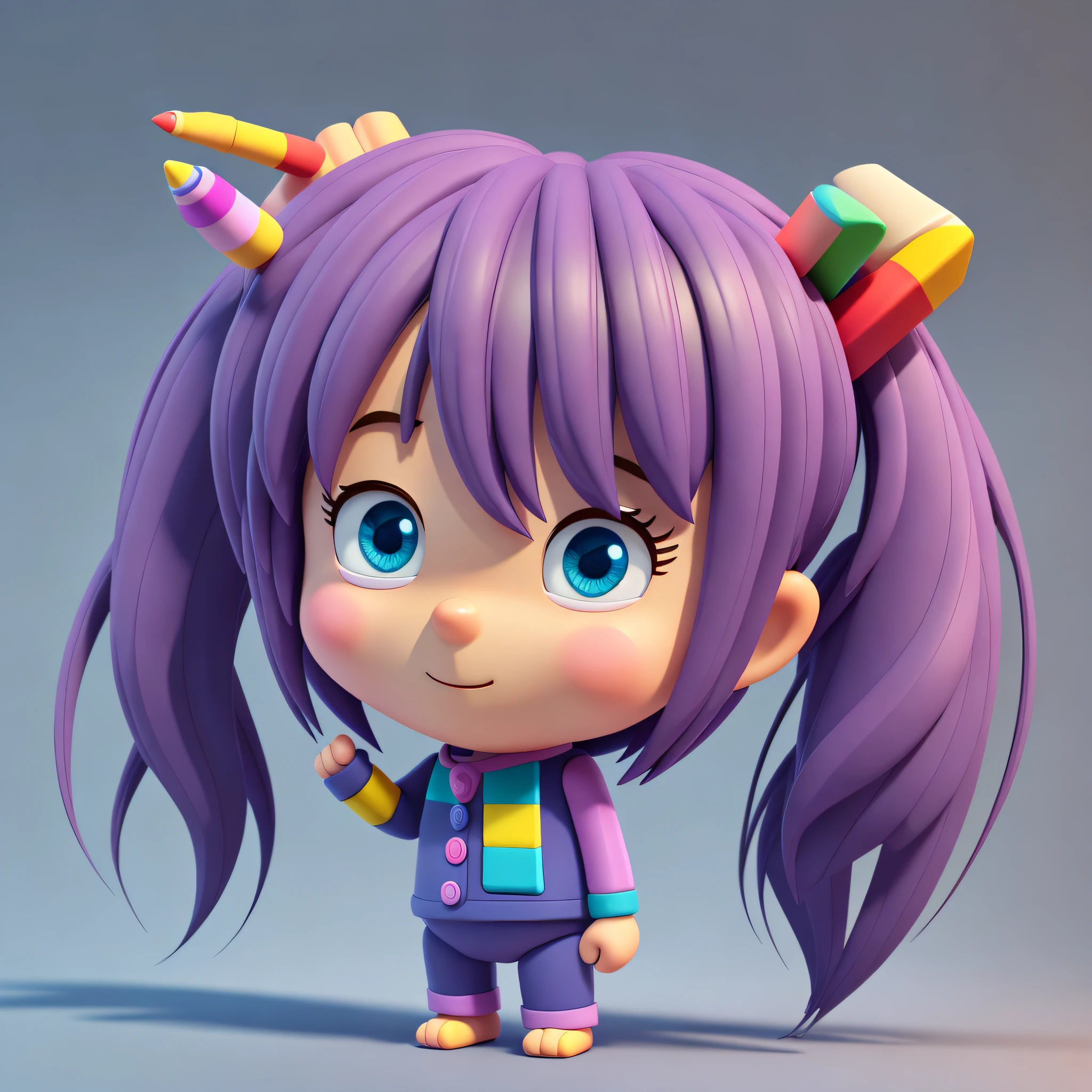 crayon character, cute, C4D, face, limb --auto --s2