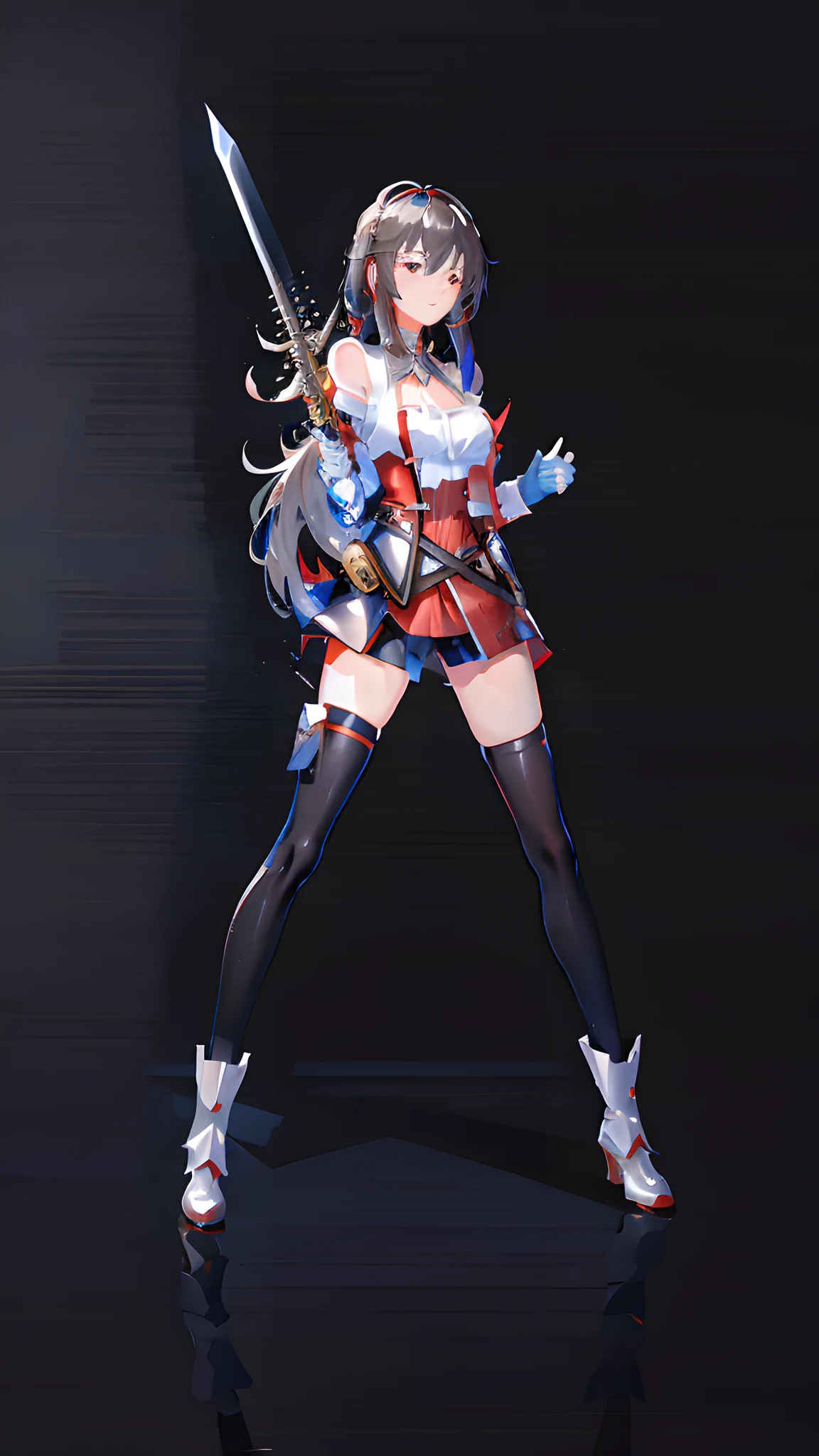anime girl with sword and armor standing in front of a mirror, from girls frontline, fine details. girls frontline, from the azur lane videogame, girls frontline style, katana zero video game character, from arknights, girls frontline cg, cushart krenz key art feminine, best anime 4k konachan wallpaper, cushart krenz