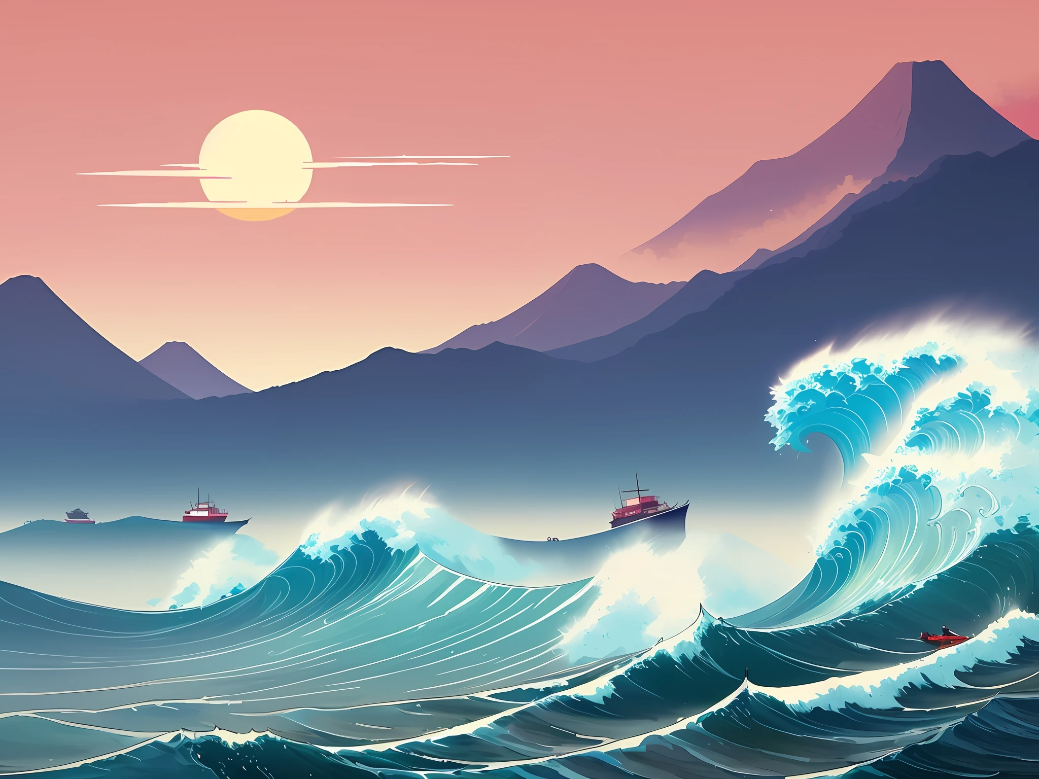 Create - The image shows three Portuguese caravels sailing towards a verdant coast, which represents Brazil. The caravels symbolize the maritime expeditions of the Portuguese and their arrival in Brazilian territory in 1500.
- The image also shows a nearly faded sun on the horizon, which represents the beginning of a new era for the Portuguese and the indigenous peoples who lived in Brazil. The nearly extinguished sun may also suggest the idea of discovery, of revelation, of uncertainty.
- The image has cool and contrasting colors, which represent the diversity and natural and cultural richness of Brazil. Colors can also convey a sense of sadness, of hope, of despair.