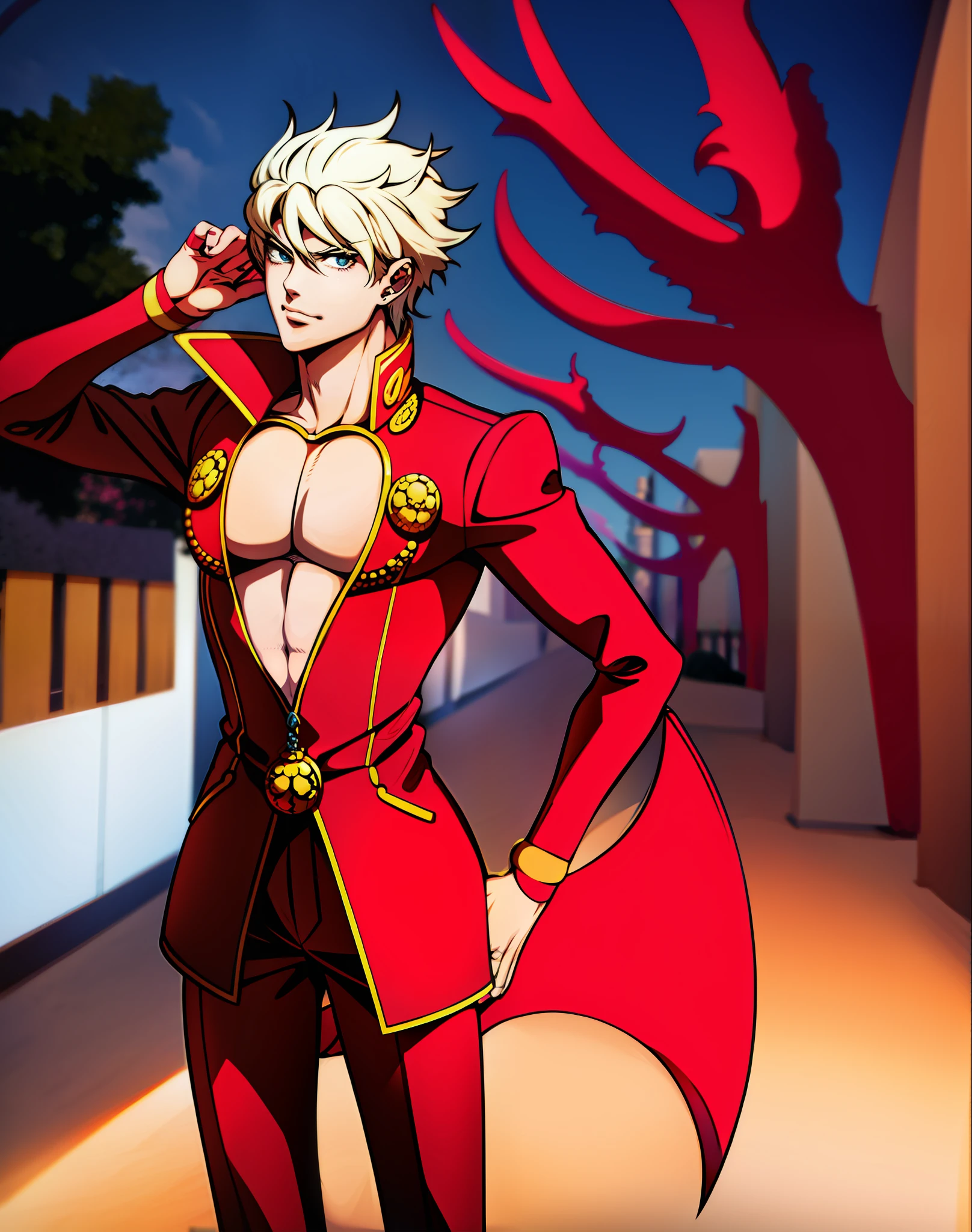 Dante from Devil May Cry, in the style of JoJo anime, anime art, 8k