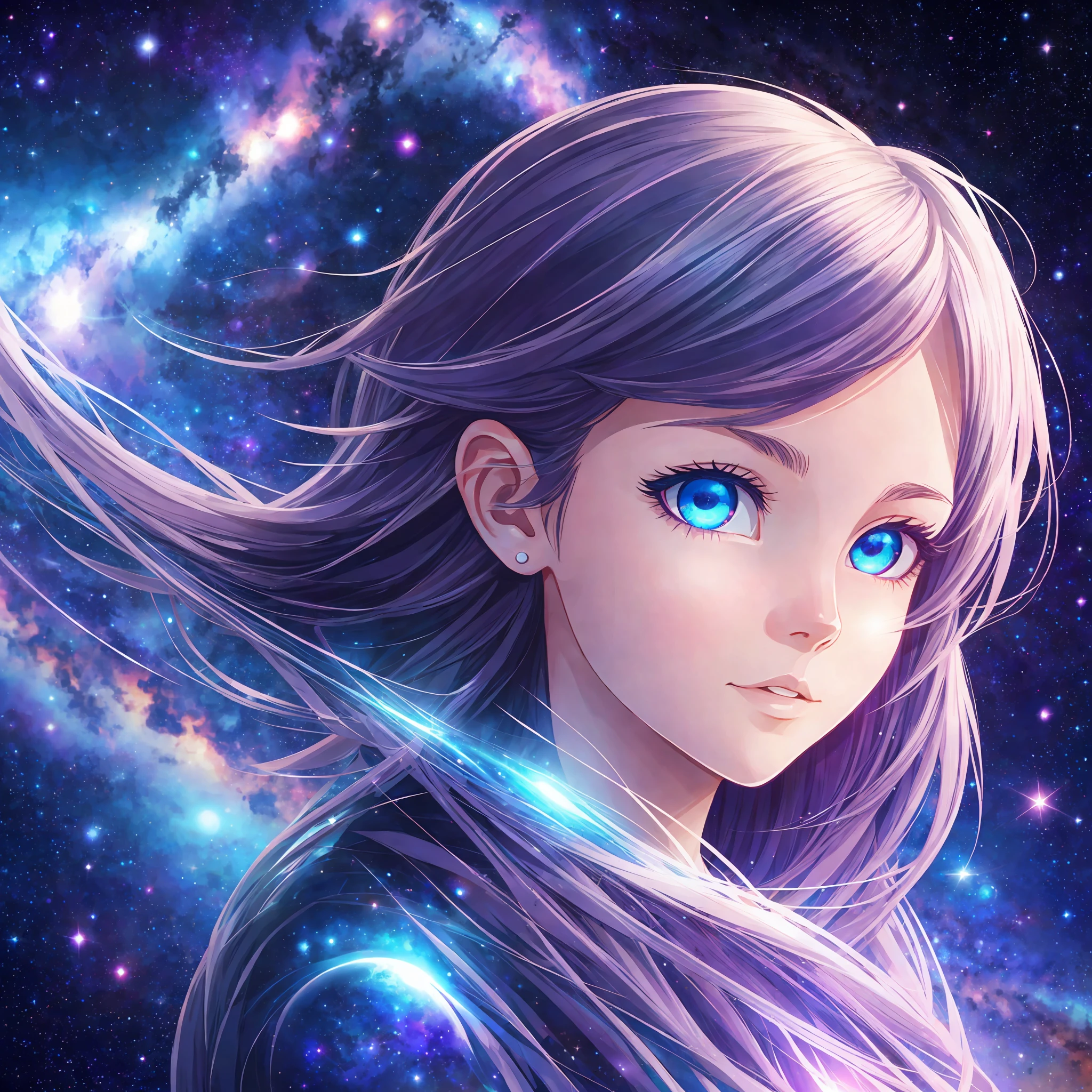 "(A real girl with galaxy eyes and windy hair:1.25 against a space background)." --auto --s2