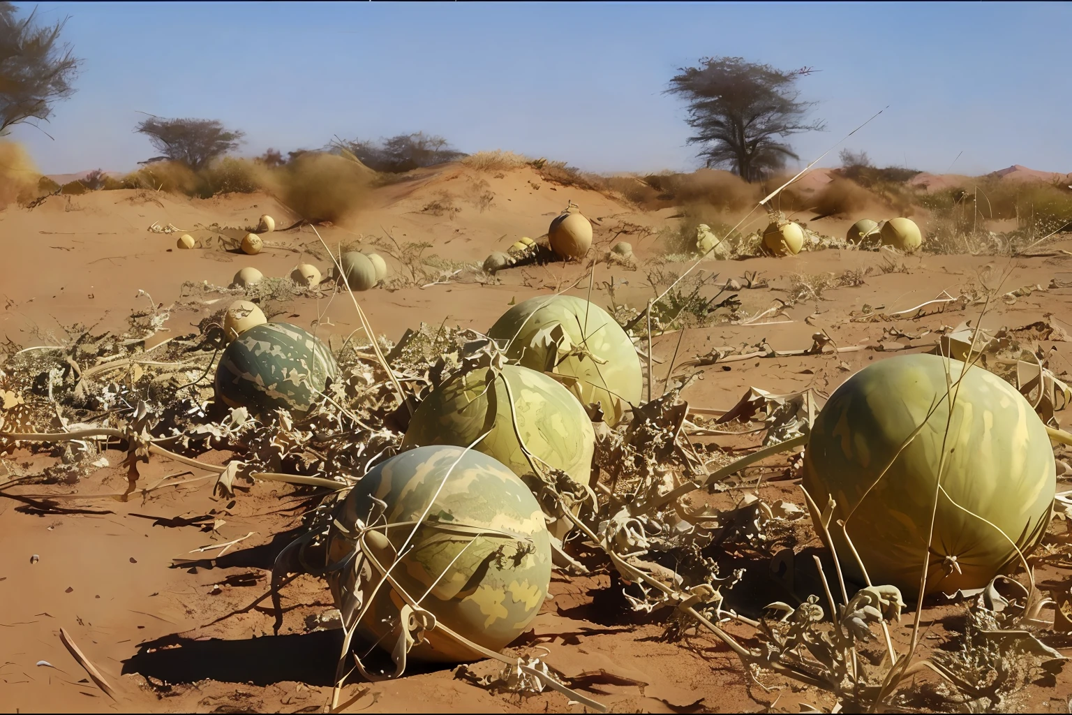 Masterpiece, best quality, desert gourd, African, thick painted style
