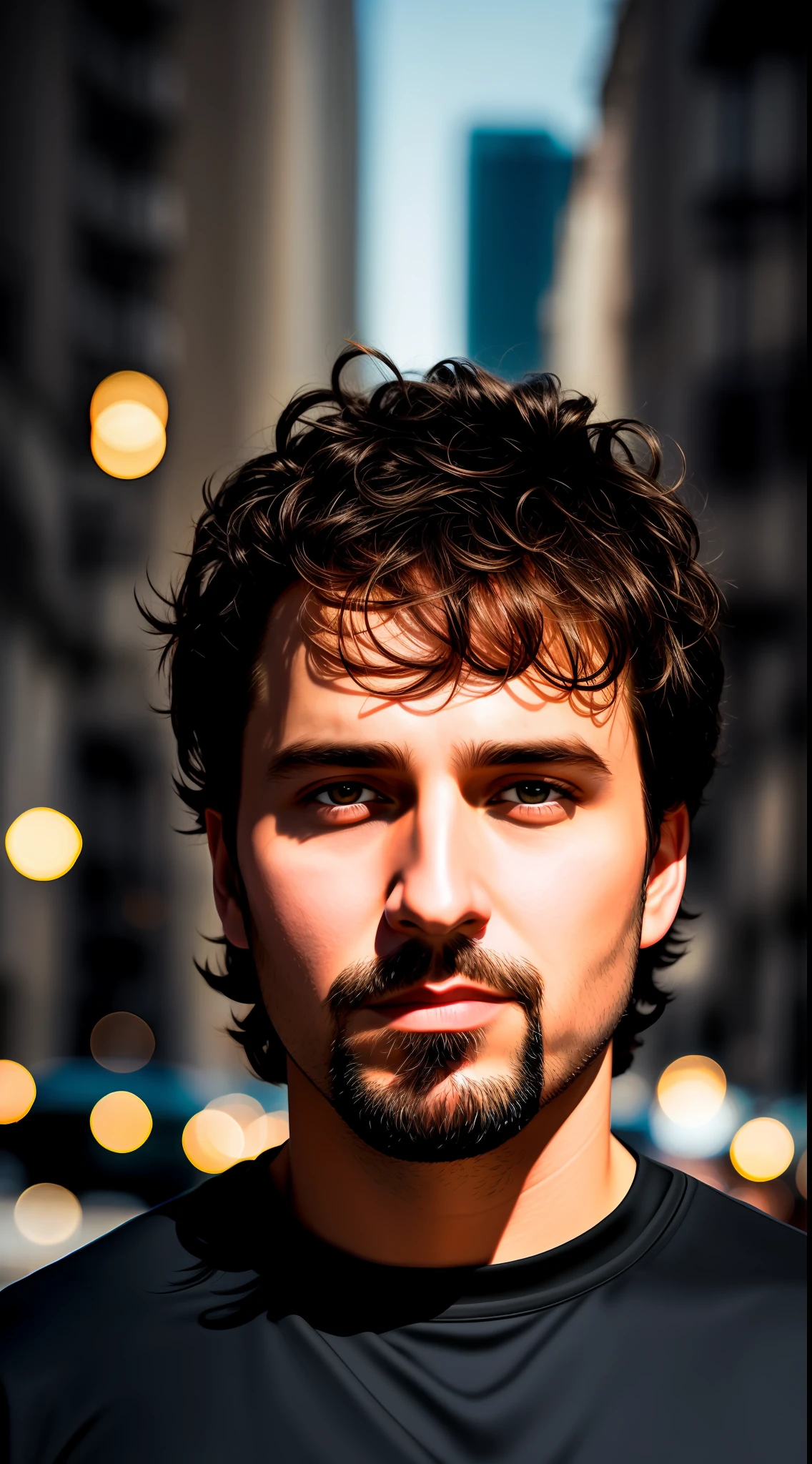/imagine prompt: A 33 year old man with a goatee and a black shirt, a character portrait by Tibor Czorba, behance contest winner, les nabis, behance hd, studio photography, 16k, closeup, extraterrestrial, futurism, urbancore, 3d, cinematic, documentary photography, octane render, photorealistism, street photography, sunlit, soft lighting, radioluminescence, 🌞, 🍅, tomboy