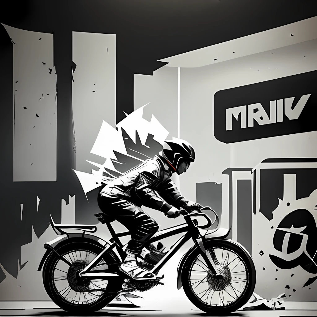 a black and white logo for a bike shop, excellent use of negative space, by Andrei Kolkoutine, by Aleksander Kobzdej, 🚿🗝📝, minimalistic logo, by Adam Rex, biker, bicycle, by Tadeusz Makowski, by Mirko Rački, by Ota Bubeníček --auto --s2