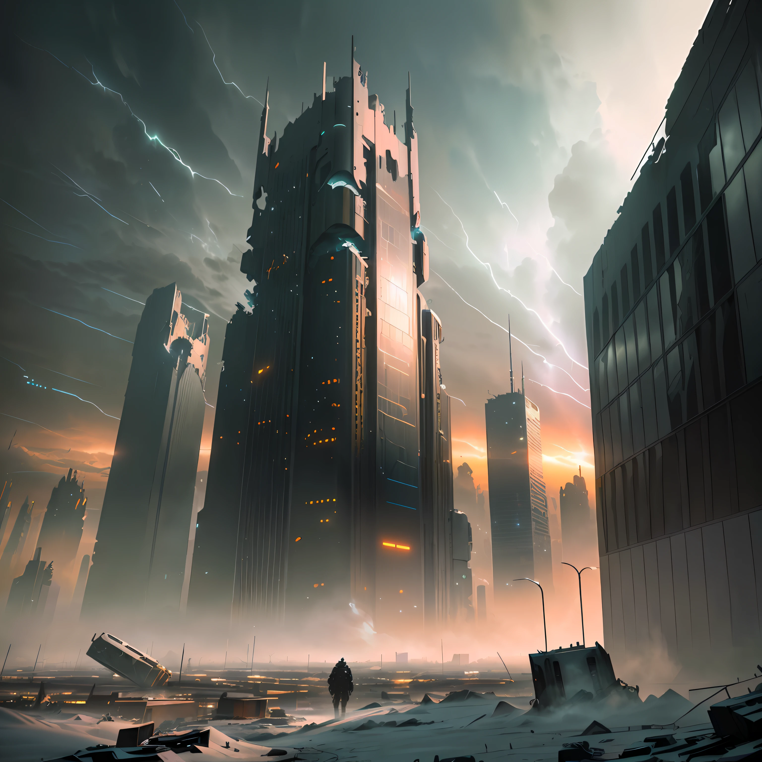 Futuristic cyberpunk apocalyptically