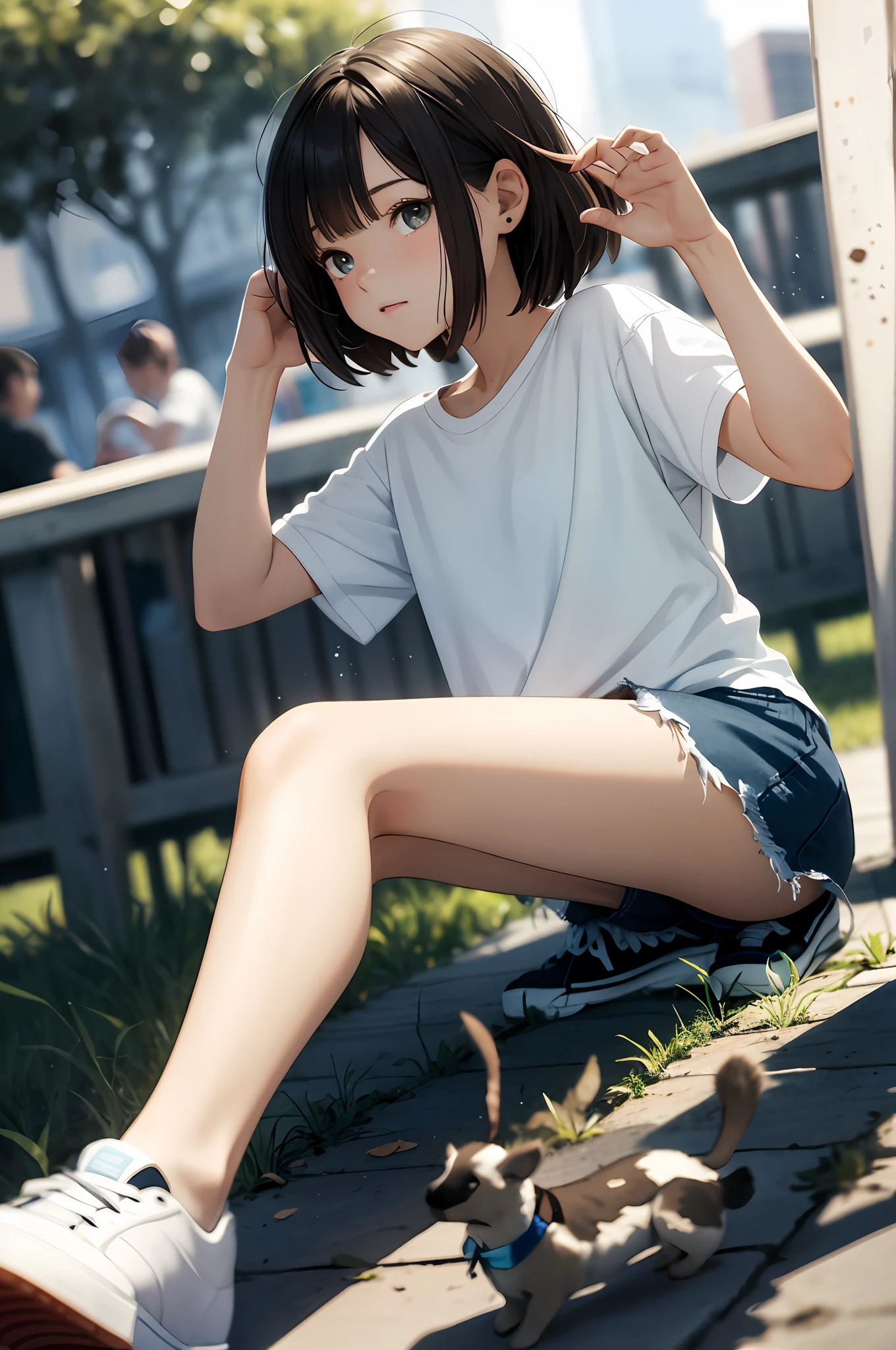 Absurd, High resolution, super detailed, (1 female: 1.3), Simple background, (Sneakers: 1.2), Broken, Watercolor style, Soft blending, Smooth colors, Fantastic wash, Delicate texture, Organic shapes, Atmospheric depth Break (Bokeh: 1.3), Soft Focus, Out-of-Focus Highlights, Fantastic Atmosphere, Glowing Circles, Mesmerizing Depth Break, Tilt-shift Photography, Miniature Effects, Selective Focus, Edge Blur, Small Scale Illusion, Playful Perspective