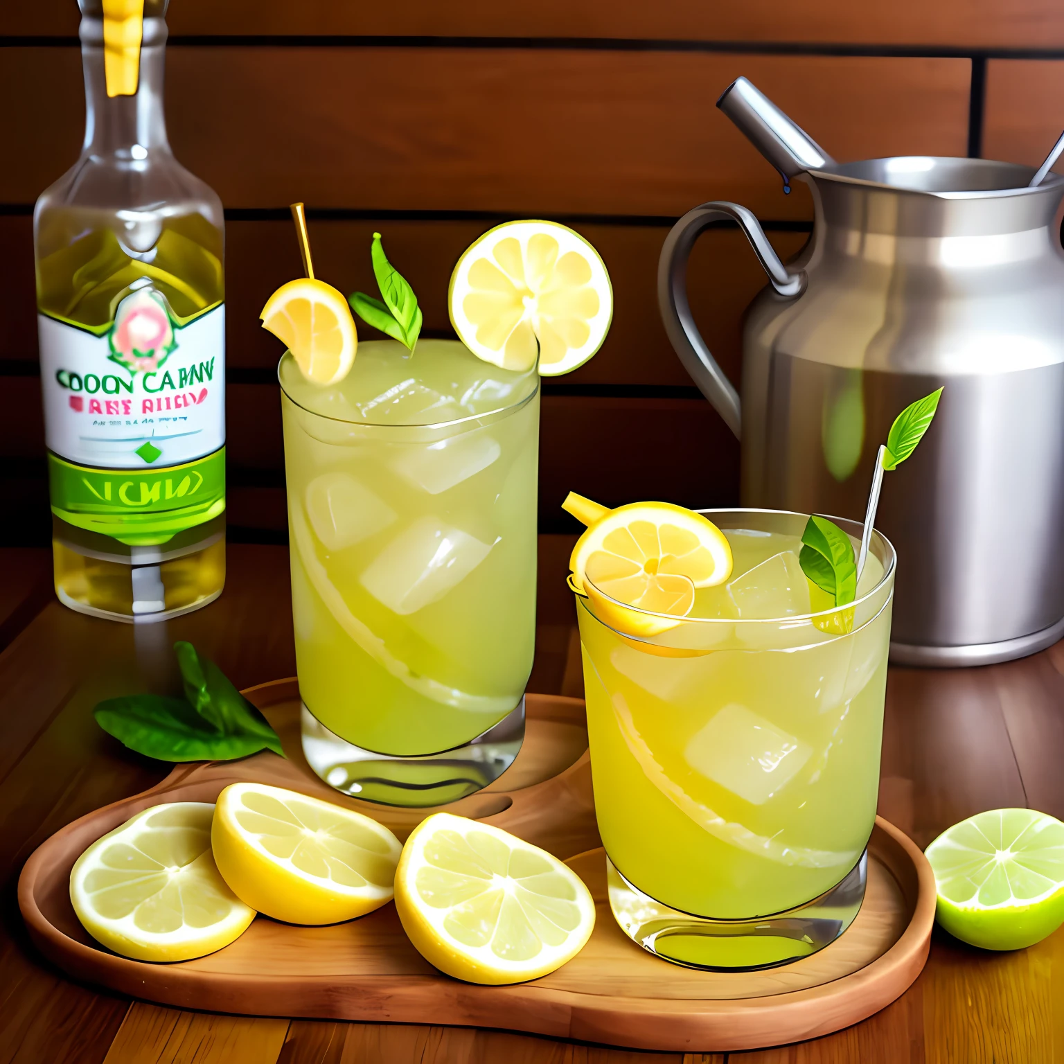 Lemon caipirinha and cachaça