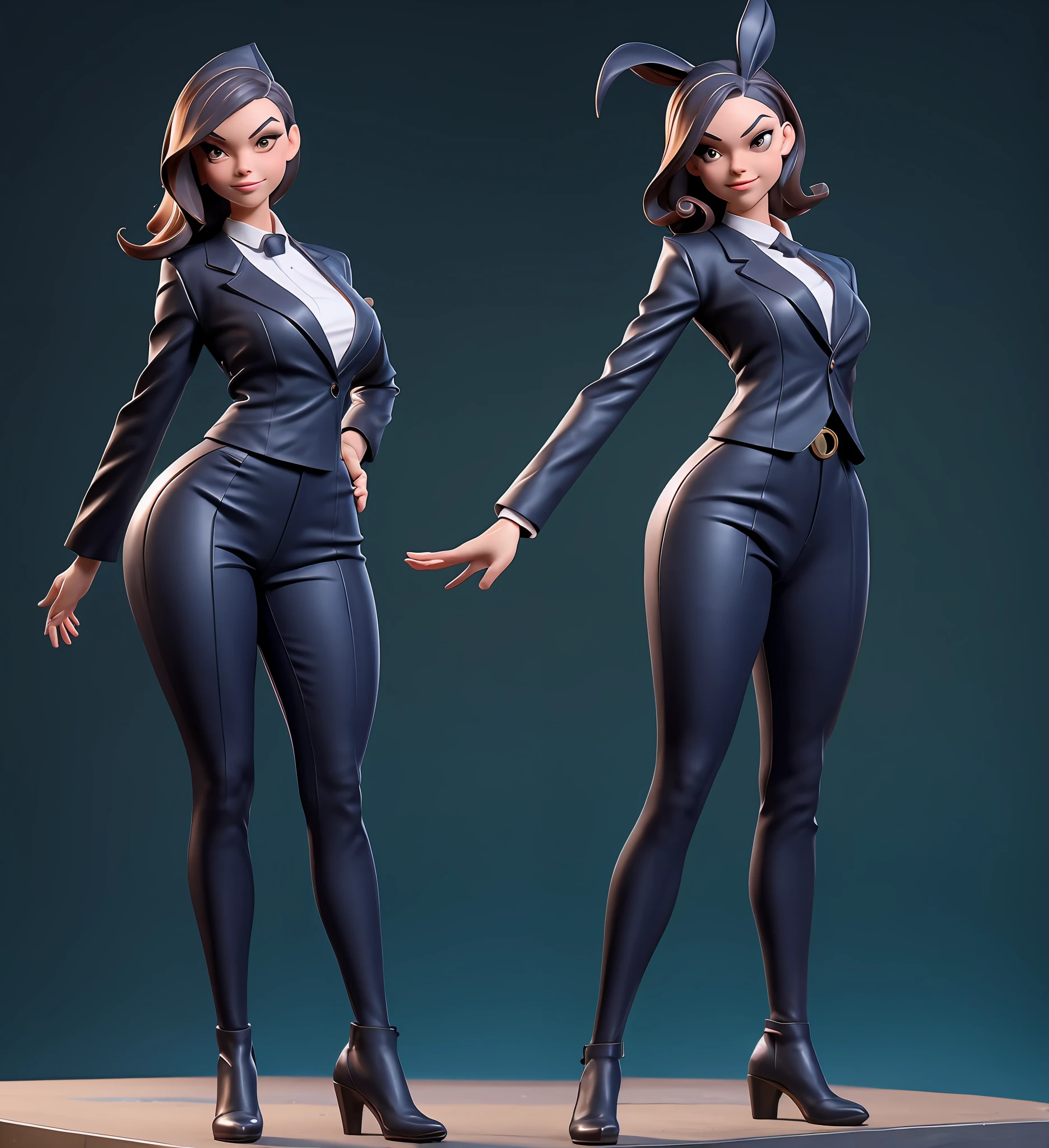 there is a woman standing in a yard with a plant, skinny waist and thick hips, with a cool pose, side pose, casual pose, frontal pose, doing an elegant pose, cool pose, striking pose, smooth in _ the background, satisfied pose, thicc, an ahoge stands up on her head, stylish pose, full pose, wearing headmistress uniform