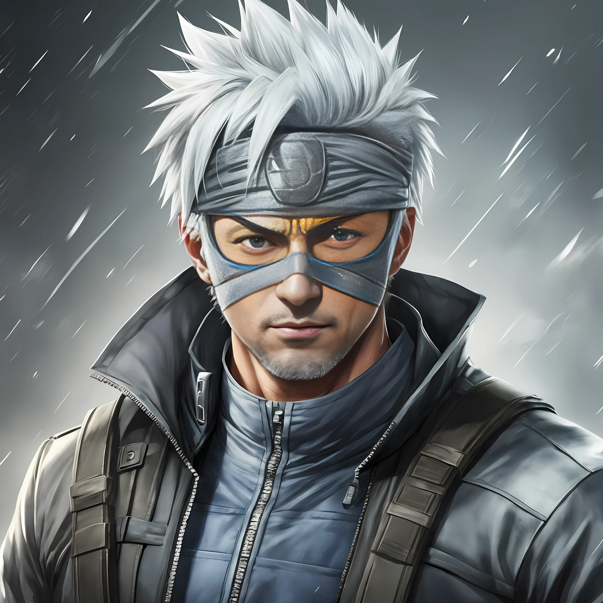 Kakashi Hatake, realistic, wrinkle-free, 8k, photo montage --auto --s2