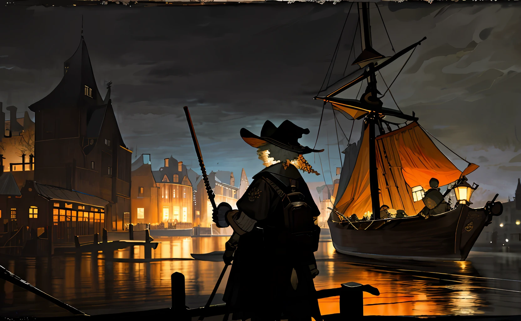 Rembrandt's Night Watch but the scenery and clothes are current