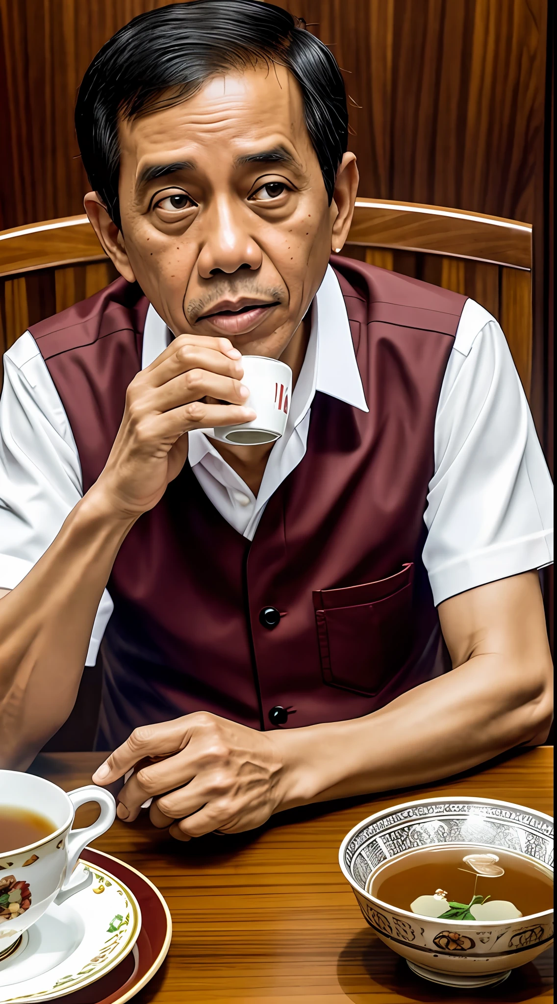 President Jokowi Dodo drinking tea