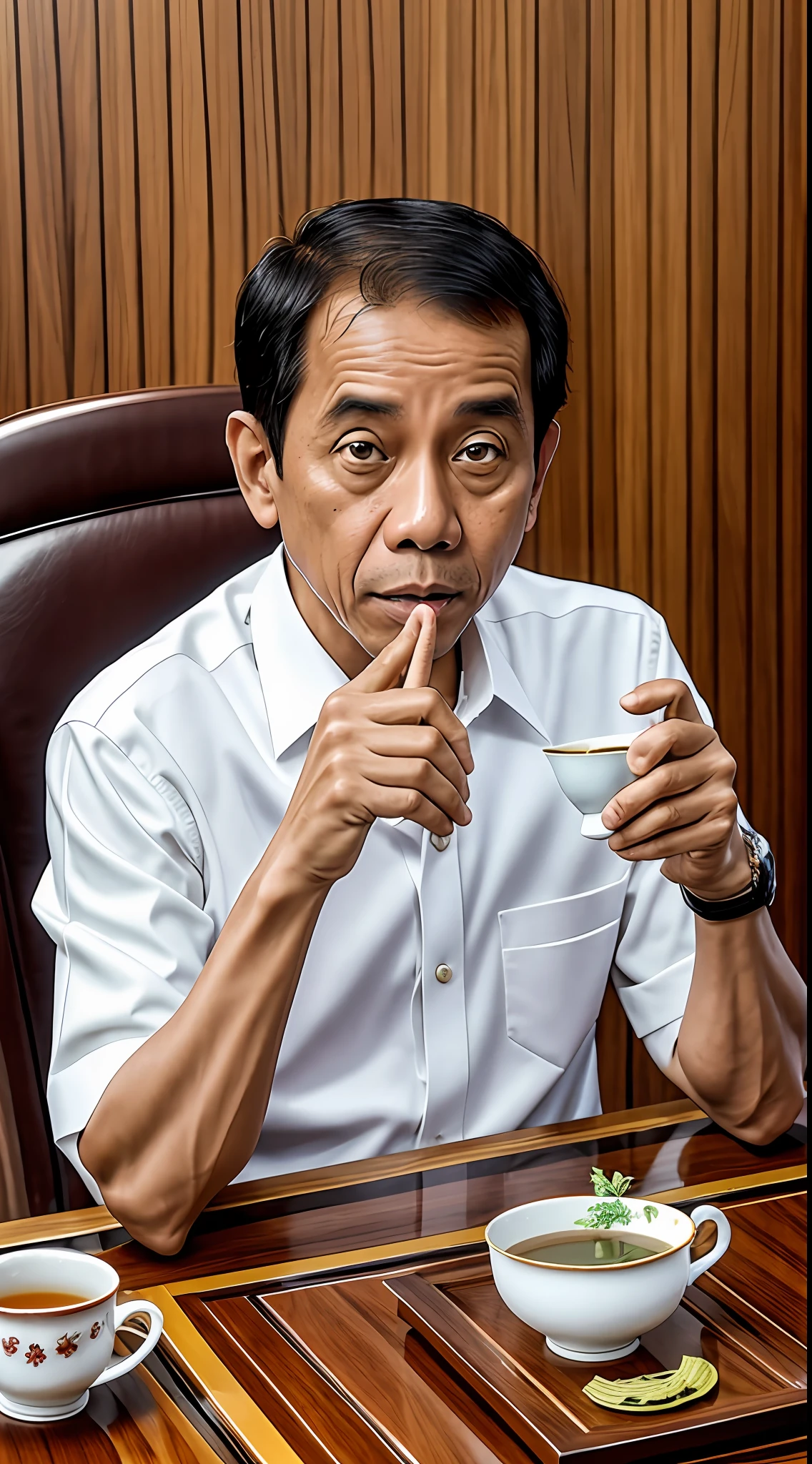 President Jokowi Dodo drinking tea