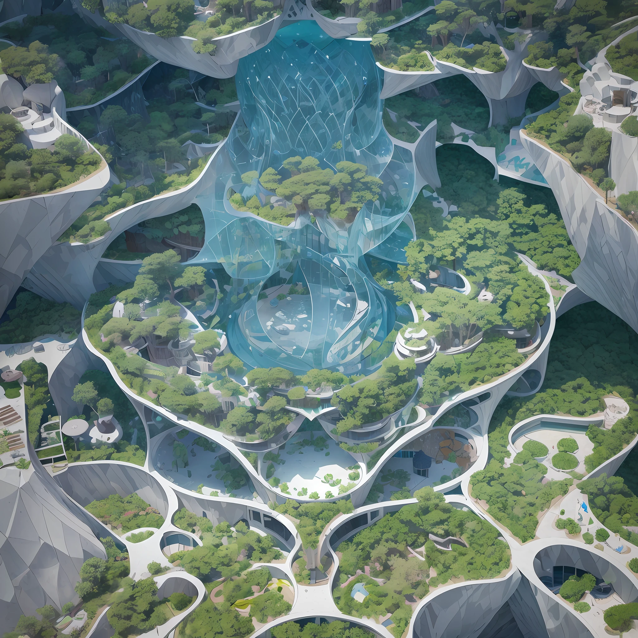 Futuristic Islamic architecture design of cave architecture concept art on desert oasis, islamic architecture, proportional,detailed, cave architecture nature meets futuristic architecture by Toyo Ito ,residential area, futuristic development, high rise balconies, full of rock and glass facades, residential spaces carved from cliff side ,trending on artstation, beautiful lighting,In the style of Arabic calligraphy masterpiece, fantasy, intricate, award winning, 4k, highest quality render --auto --s2