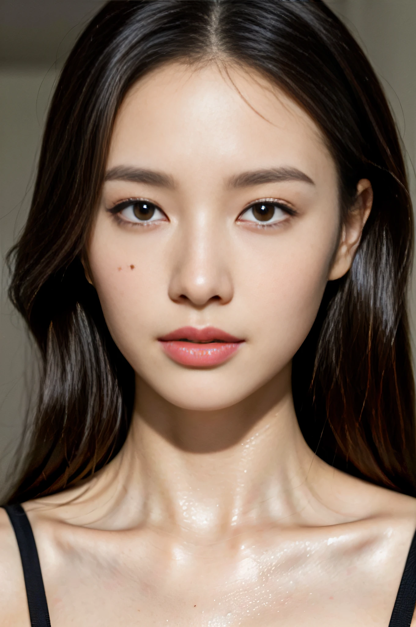 A woman, brown wavy long hair, gentle, (melon face: 1.3), (royal sister: 1.3), best picture quality, (masterpiece: 1.3), (super high resolution: 1.2), (suit: 1.6), (black eyes: 1.2), (exotic: 1.4), (young, temperamental: 1.3), (Detailed face close-up: 1.5), (Realistic skin texture: 1.3), (Realistic: 1.4), (Realistic physical rendering: 1.5), (Realistic light and shadow effects: 1.4), (Head portrait photo: 1.4), (Central European Beauty: 1.7)