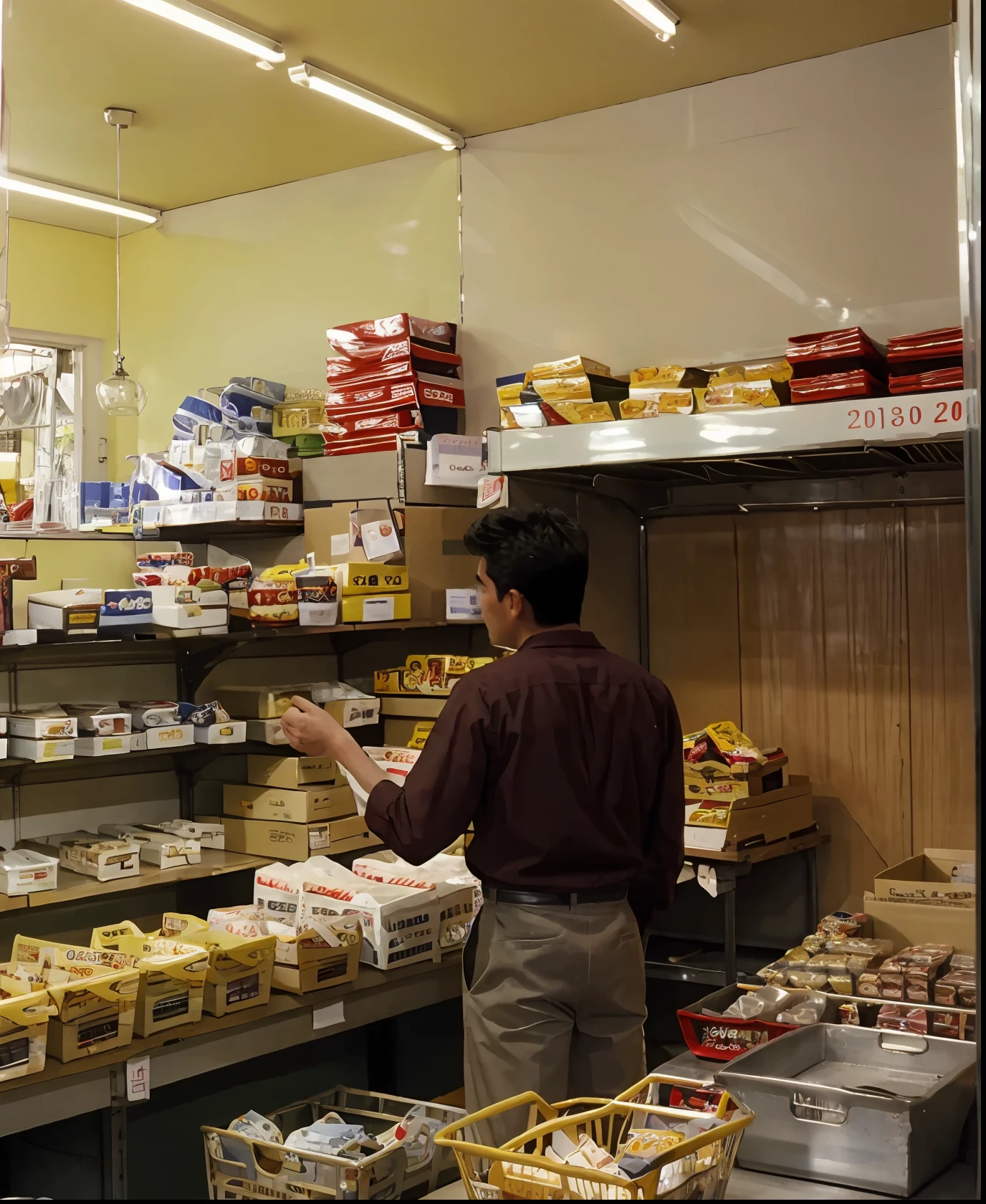 a man, 20 years old, in a shop shopping