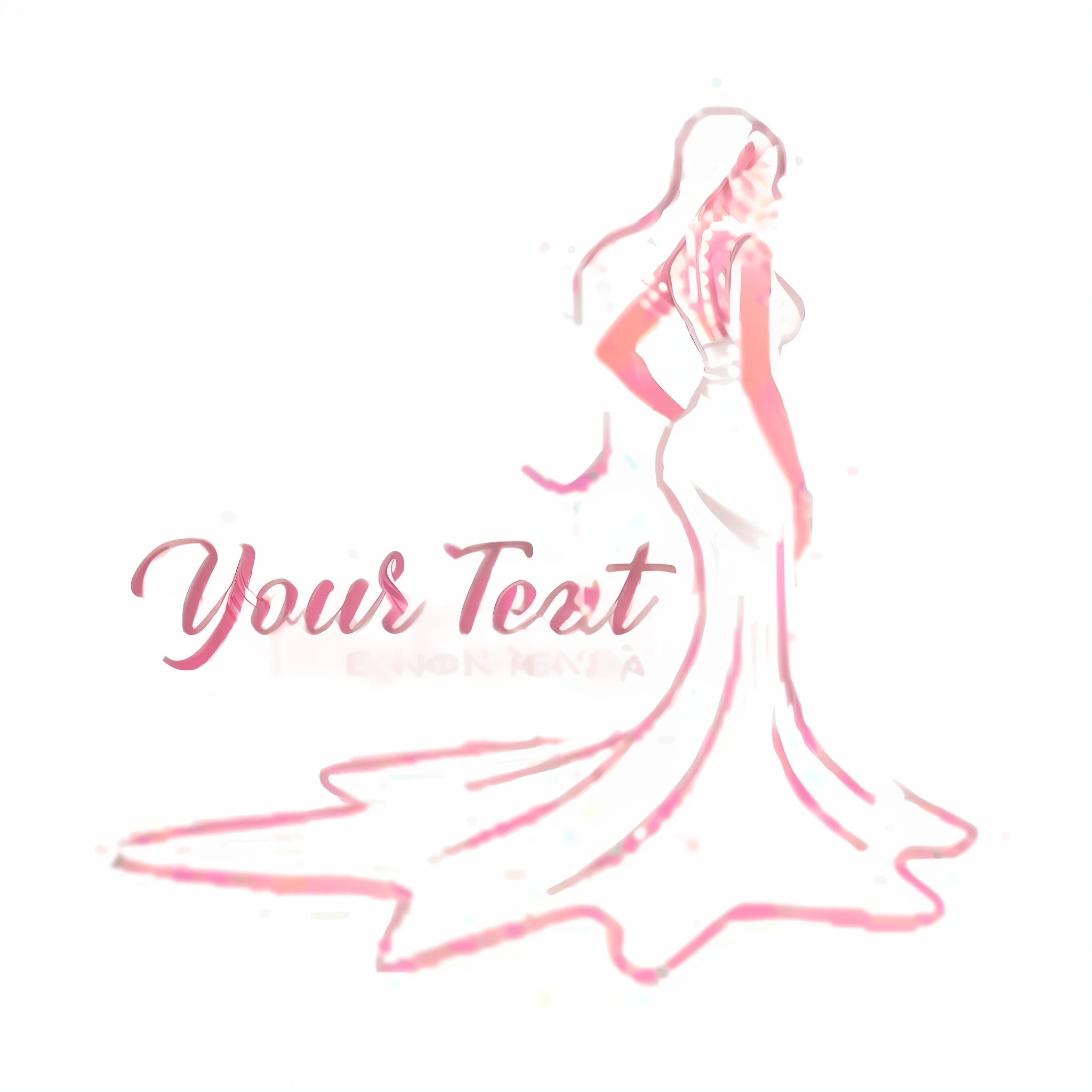 a woman in a wedding dress logo, without text, logo vector art, white and pink cloth, with text, flowing gown, dressed in a beautiful, vectorized logo style, beautiful flowing fabric, gown, woman silhouette, elegant lady, woman in dress, white gown, in simple background, vector graphic, perfect female body silhouette, prompt young woman, illustrated logo --auto --s2