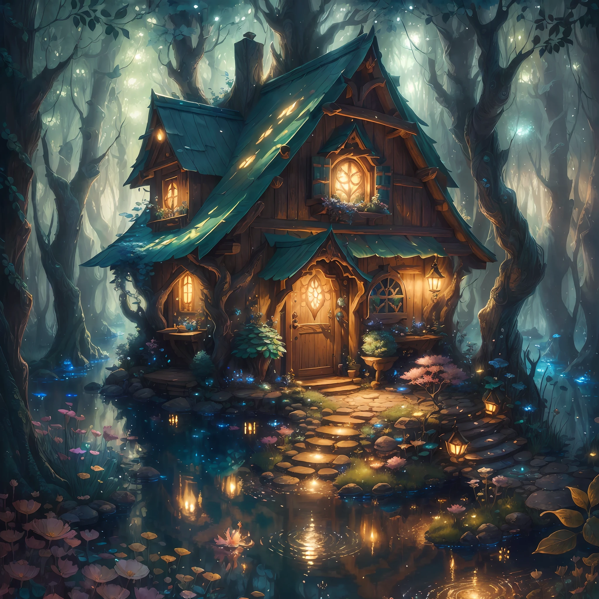 (extremely detailed CG unity 8k wallpaper, masterpiece, best quality, ultra-detailed,
aquatic style),(best illumination, best shadow, an extremely delicate and
beautiful), fairy dancing in a fairytale forest, fairy's house, sunlight, magical atmosphere, watercolor
style --auto --s2