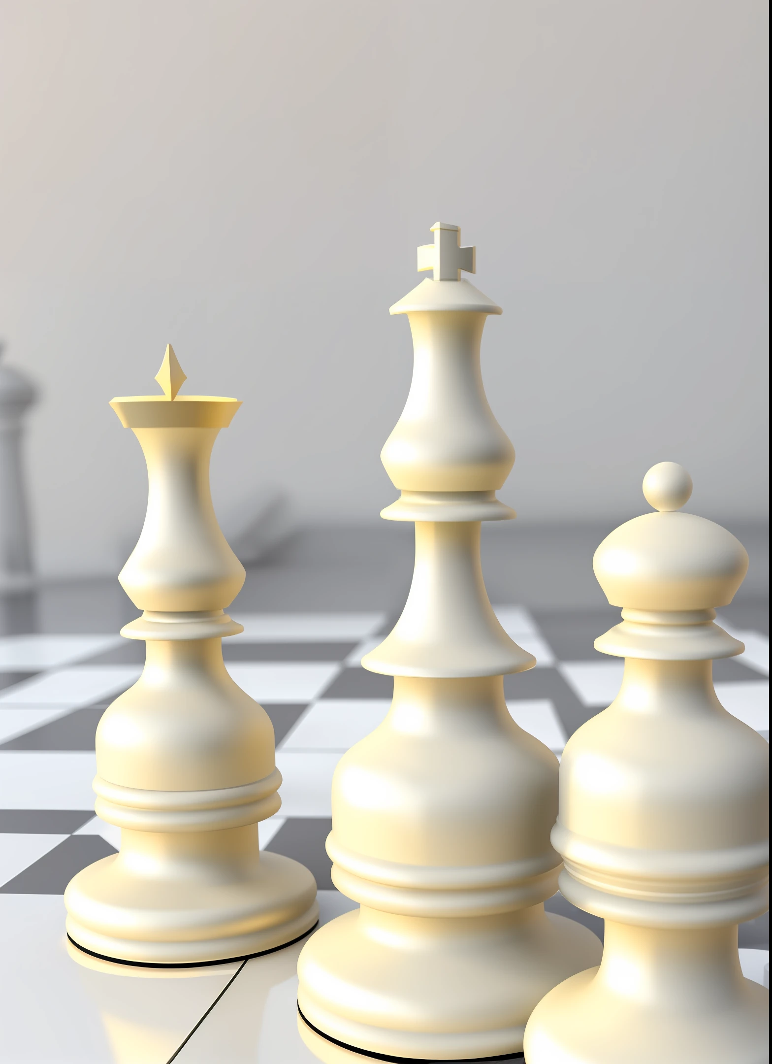 Chess pieces, modern style, one of each piece, 3d, complete set,