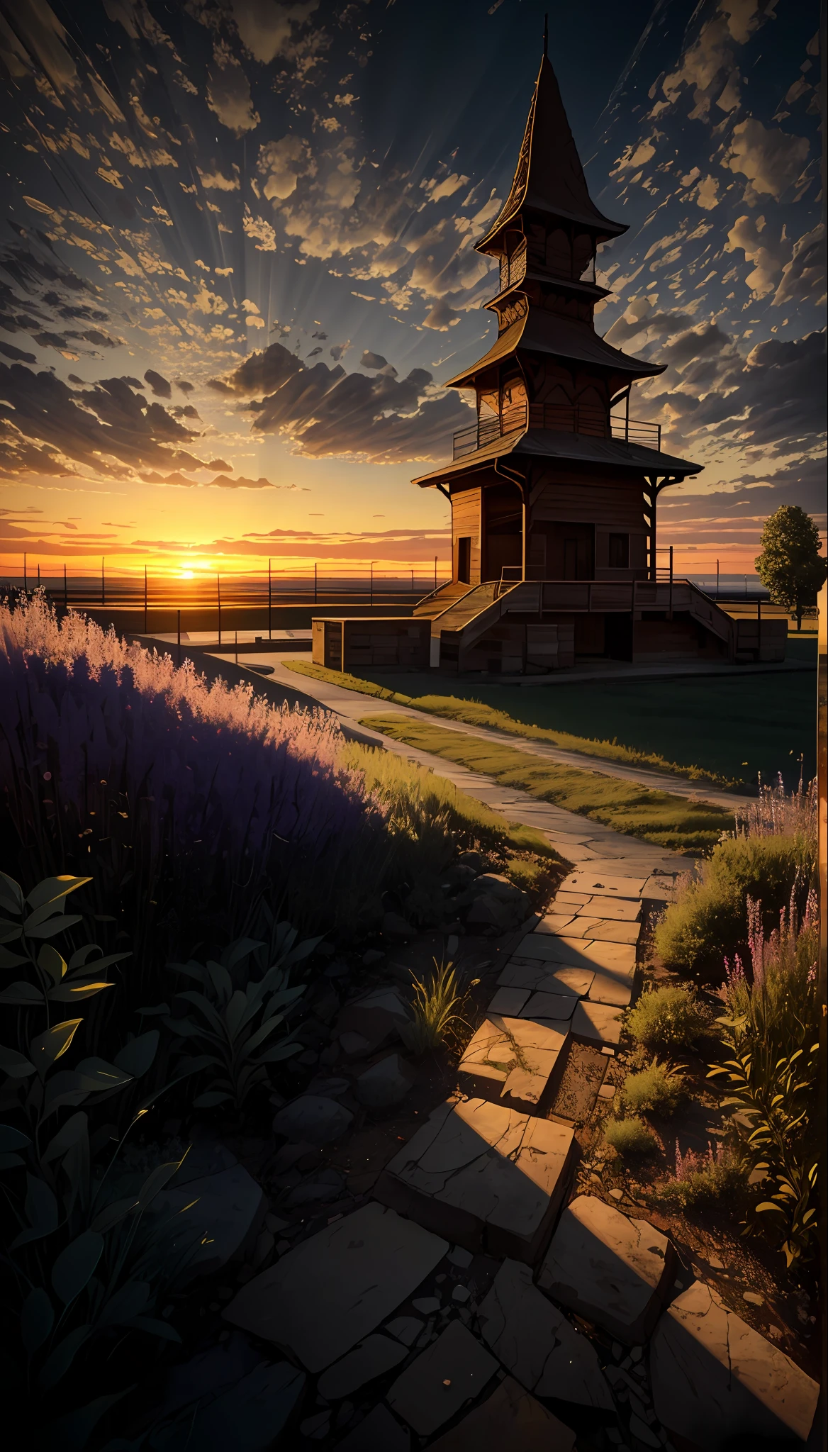 highres, imagination, (realistic), clear skies, composition, sunset, (hdr:1.5), outdoors, intricate details,