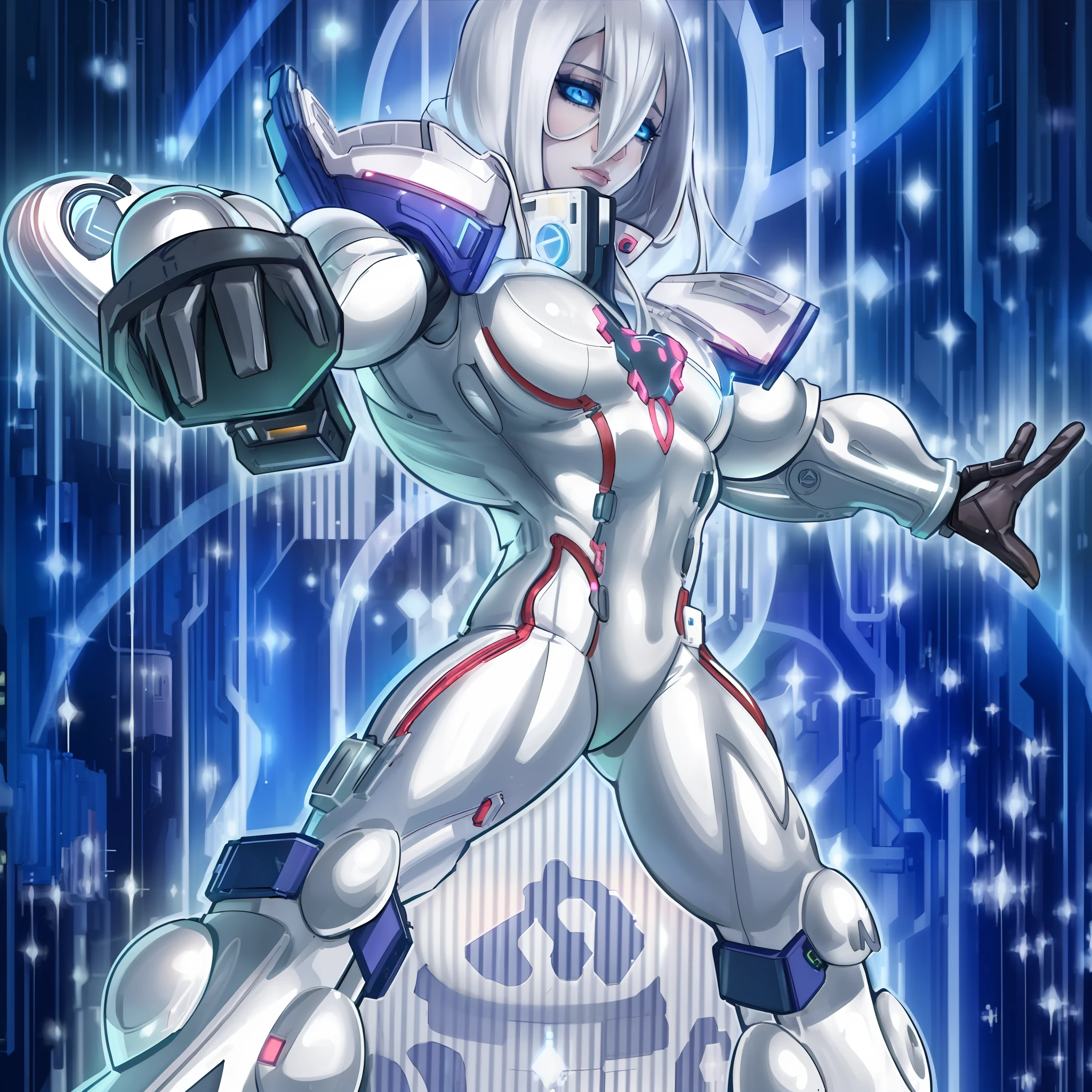 (((1girl))), long yellow hair, cyberpunk mask, muscular, mature woman, curved body, perfect cup, ((((large breasts))), sexy woman, ((female body))