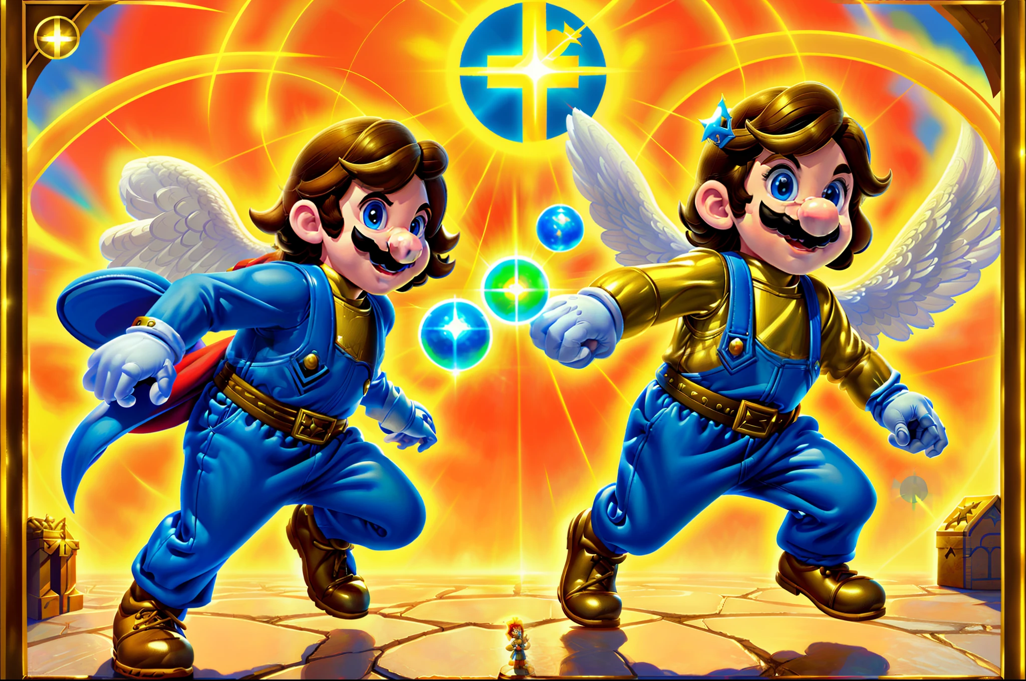 Super Mario bros, from Nintendo, as an angel, with a halo