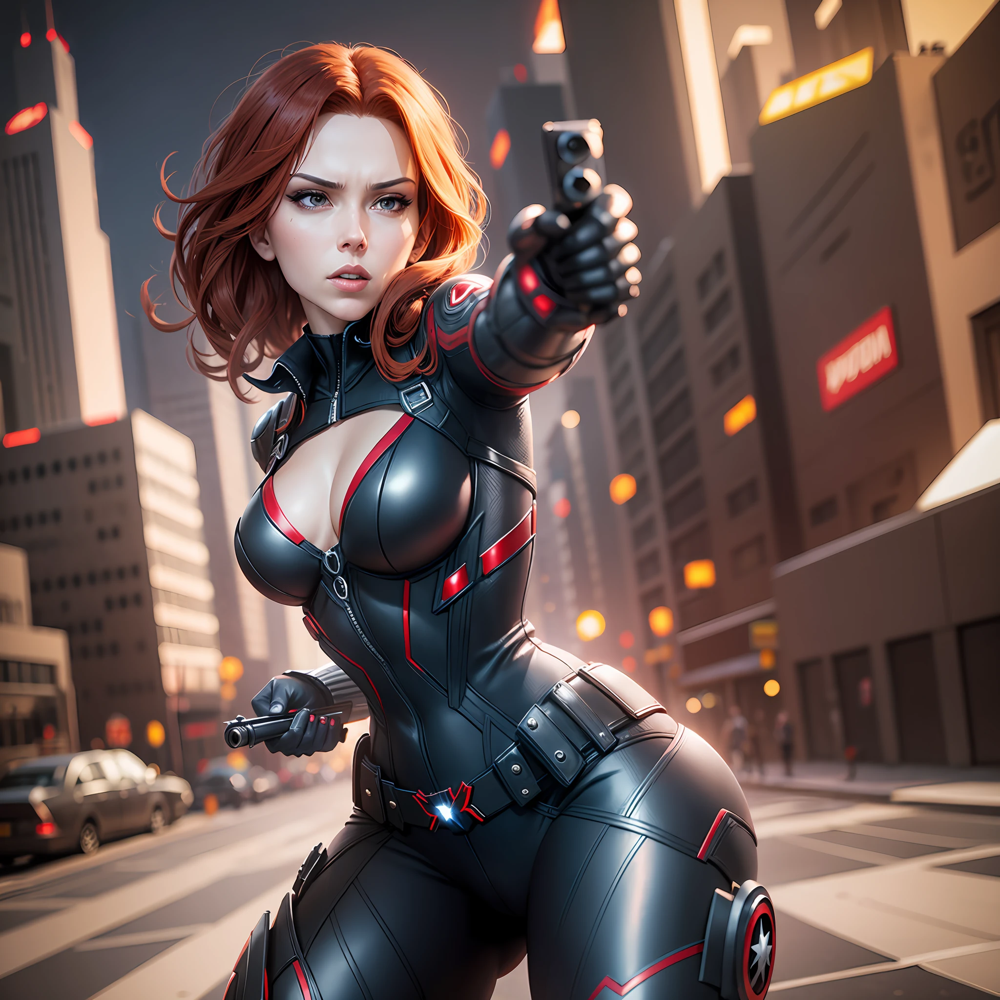 character, black widow shooting, black widow, Marvel, action scene --auto --s2