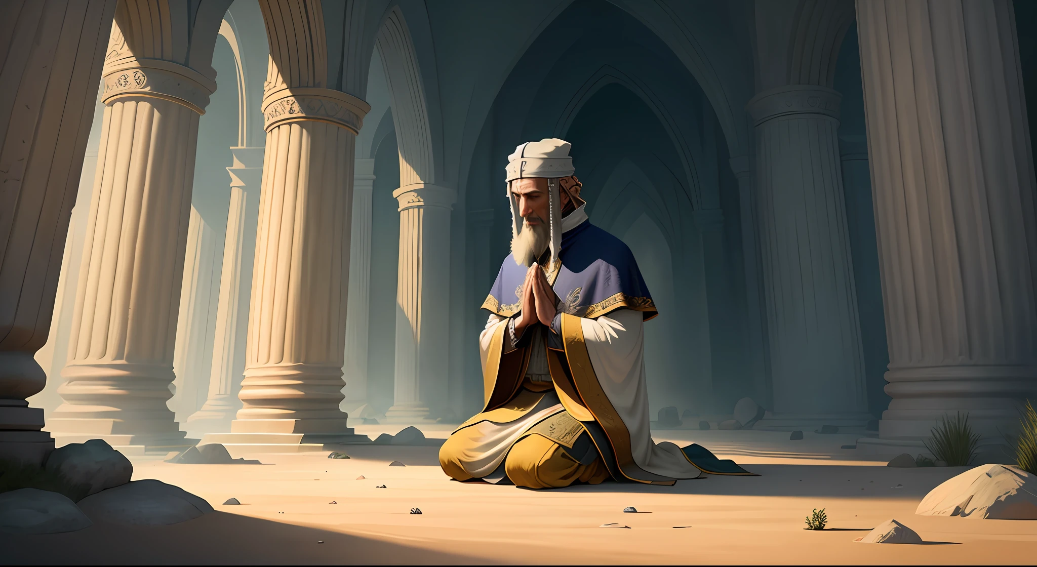 {"query": "ancient person in prayer or tranquil landscape", "type":"IMAGE", "actionTag":"generative_image"}