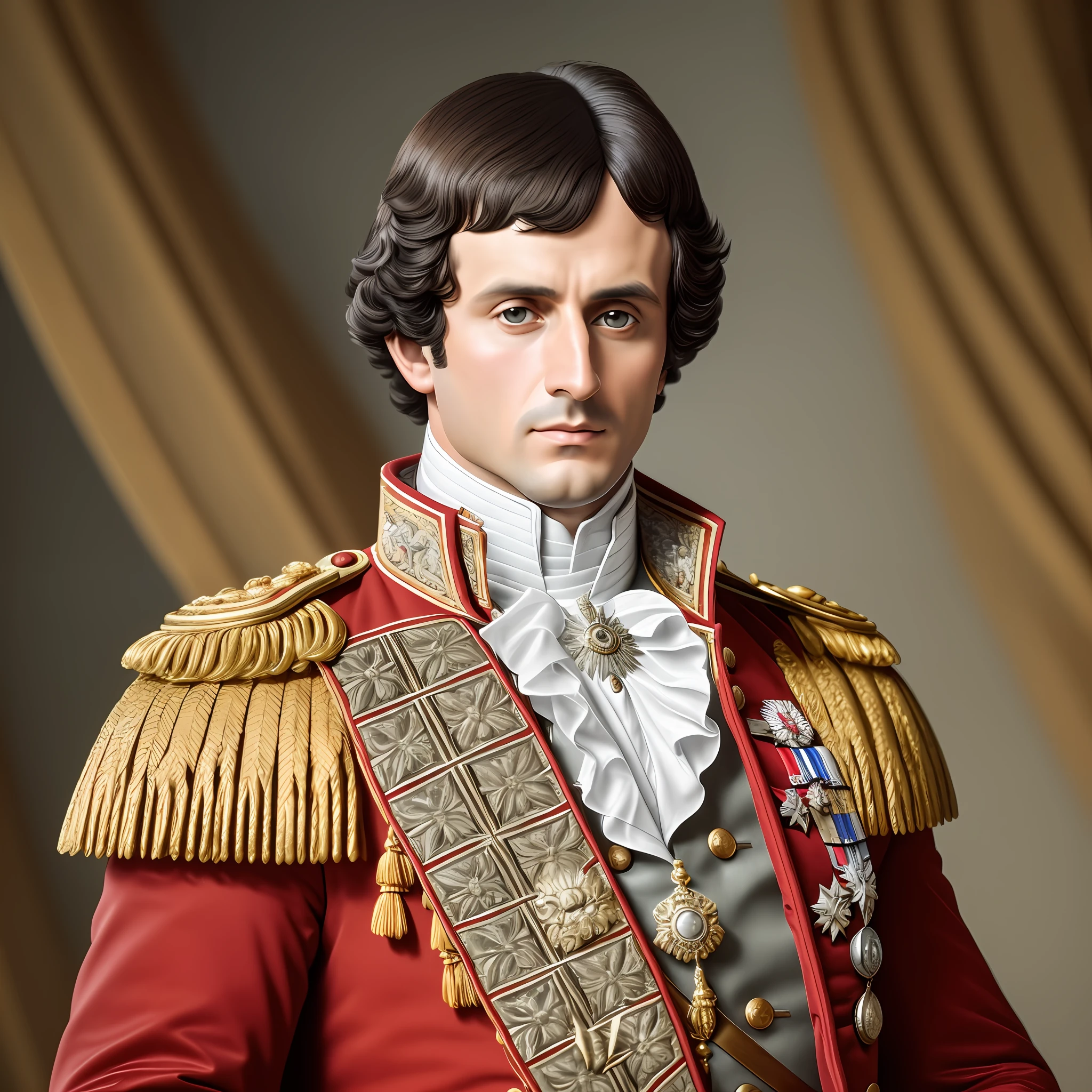 man of 40, Napoleon Bonaparte, Emperor of France, detailed clothes, clothes of a French general in 1800, France, French general, (photorealism: 1.4), (Masterpiece: 1.0), (Best quality: 1.4), (Ultra high resolution: 1.2), (Photorealistic: 1.4), ( 8k, RAW photo: 1.2), (soft focus: 1.4), (38 years: 1.3), (sharp focus: 1.4), detailed face (Imposing face, proud) --auto --s2