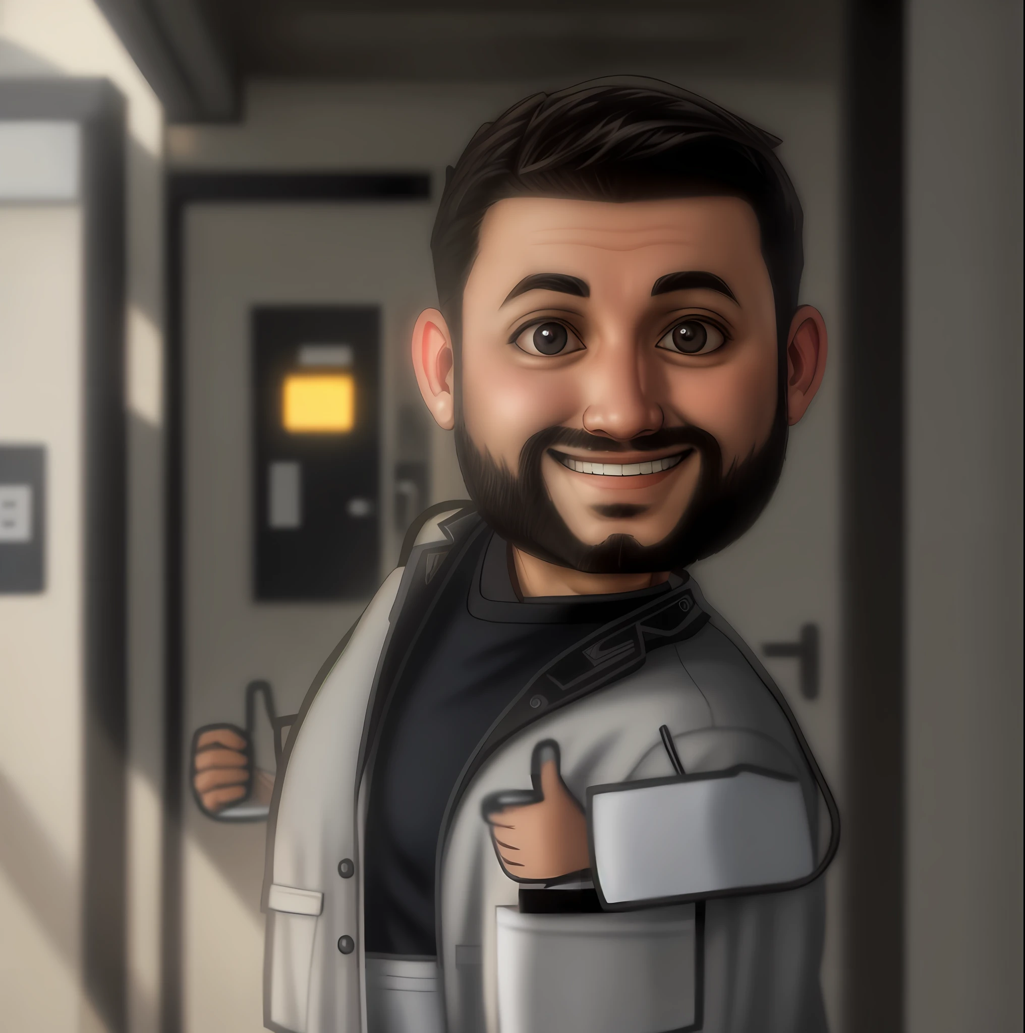 ( Ultra Realistic ) 35 years, Brazilian, Anime, welding, locksmith, realistic, fat, 4k , black eyes --v 4