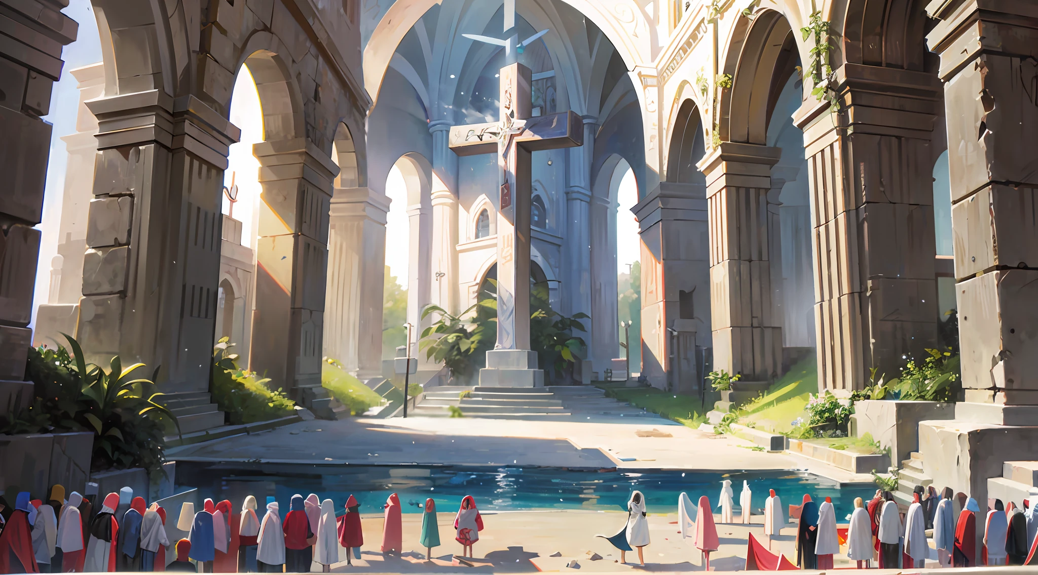 Image of a cross, IN THE BACKGROUND symbolizing the sacrifice of Jesus IN BIBLICAL TIMES