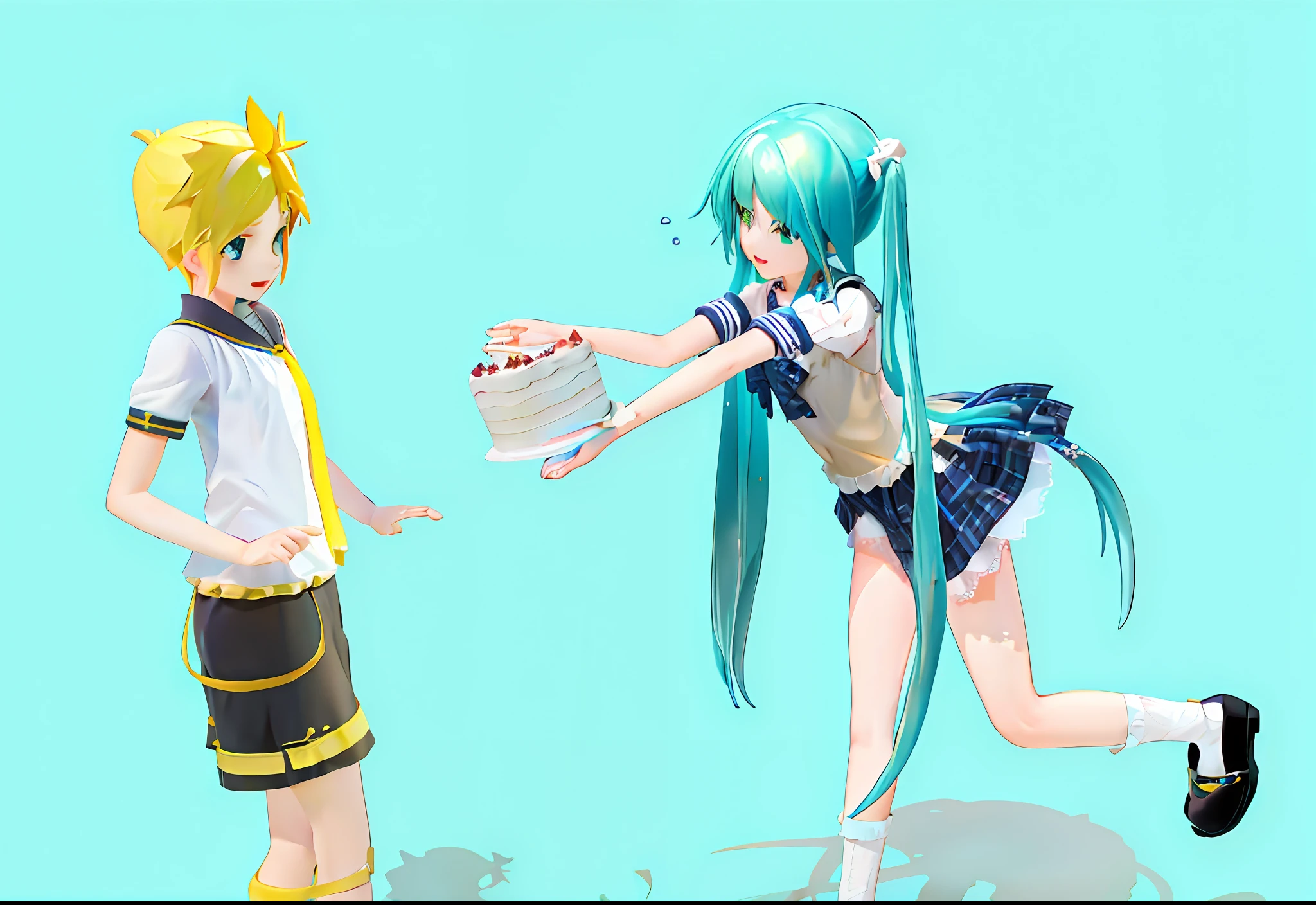 (masterpiece) high quality 8K wallpaper, (many details), (admiration), gentle and beautiful, a birthday scene in which (1 girl + 1 guy), a girl carries a small cake, (an expression of surprise) on the guy's face, a joyful atmosphere. Girl falls carrying cake, girl stumbles with cake, holiday, awkward pose, girl in a hurry carries cake for her boyfriend, girl stumbles with cake, guy in the frame