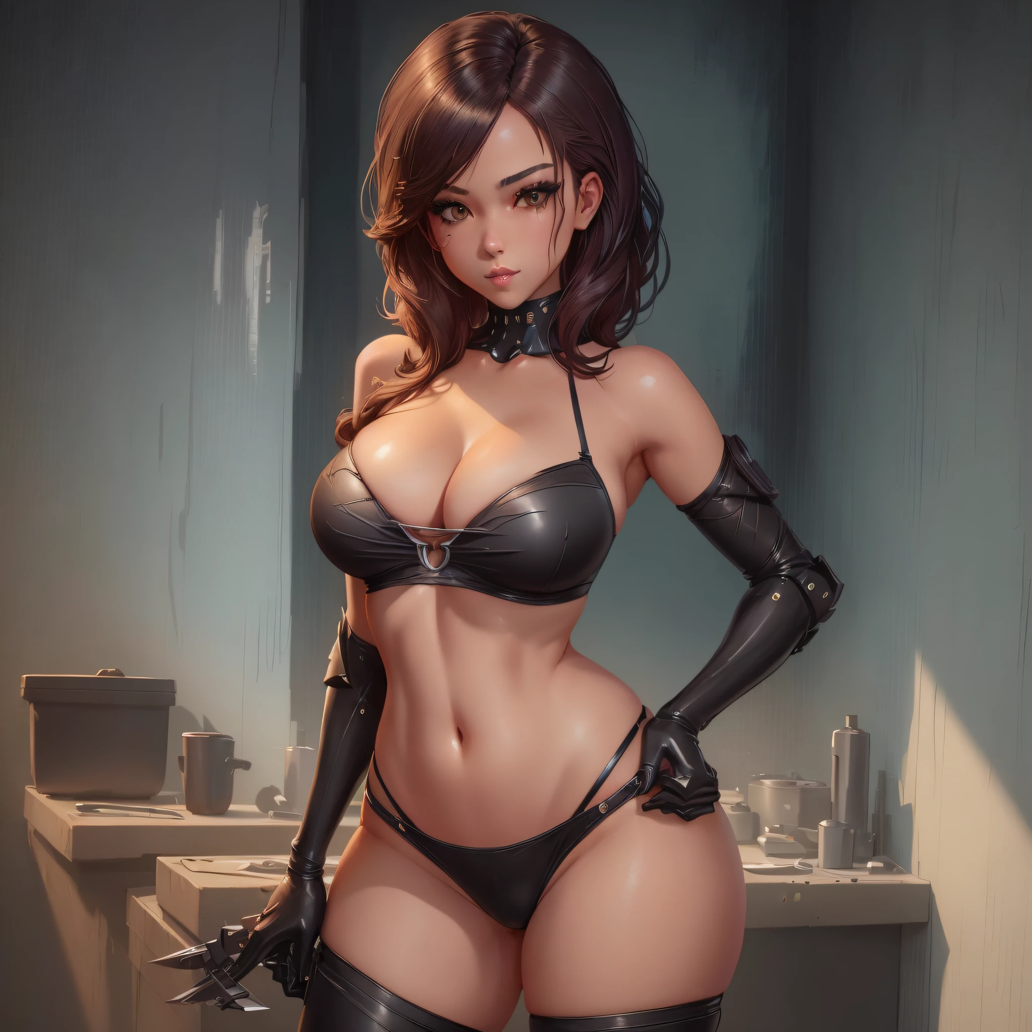 sexy woman in black lingerie posing in a kitchen with a knife, seductive anime girl, ig model | artgerm, style artgerm, extremely detailed artgerm, fanart best artstation, female cyberpunk anime girl, wlop and artgerm, in the style artgerm, style of artgerm, sexy girl, artgerm. anime illustration