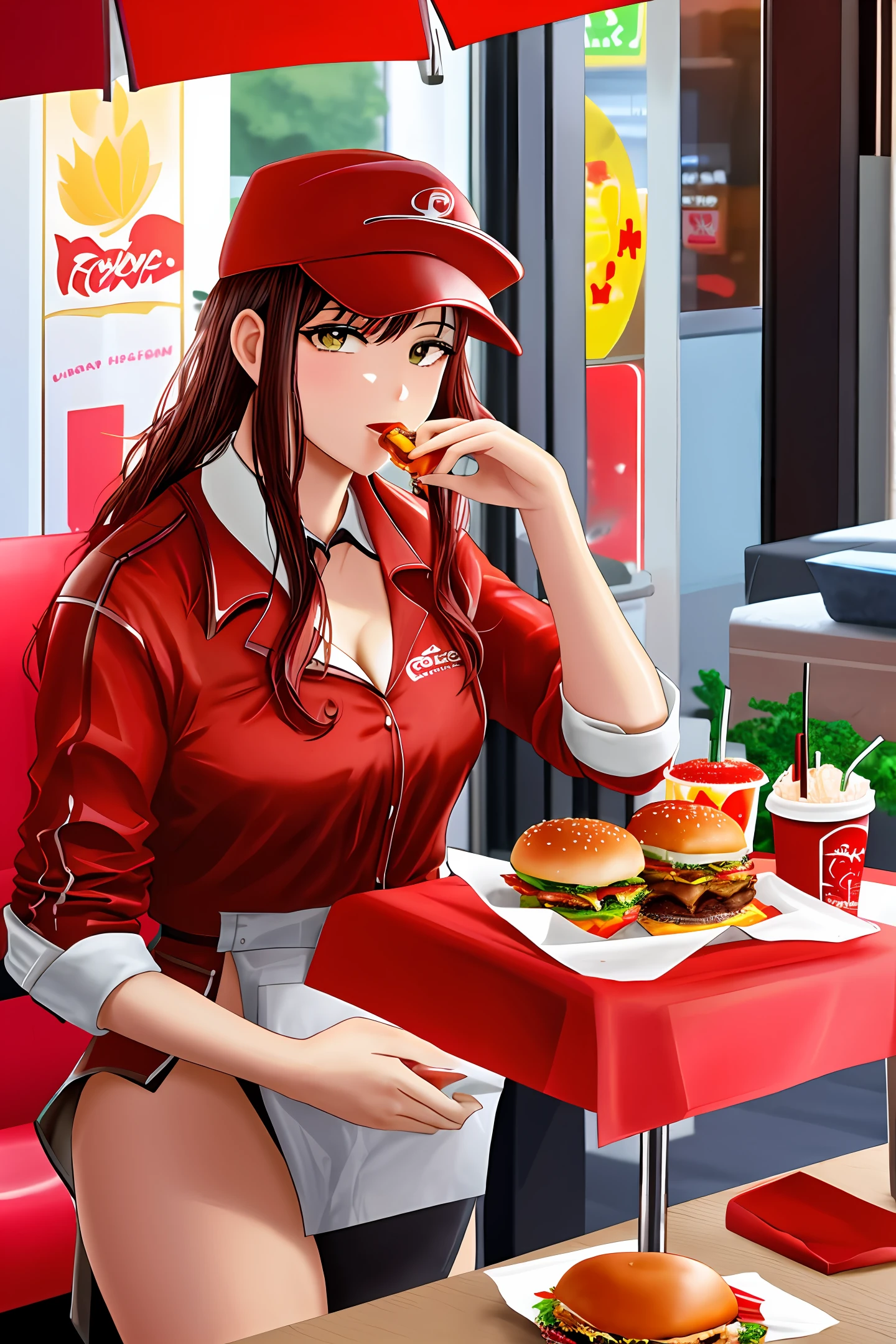 araffe and fries with a drink and a drink in a red cup, fast food, fast food review, hamburgers and soda, ❤🔥🍄🌪, with fries, regal fast food joint, operating on burgers, diner food, burger, eating burgers, eating a burger, super realistic food picture, eating a cheeseburger, eating, hamburger