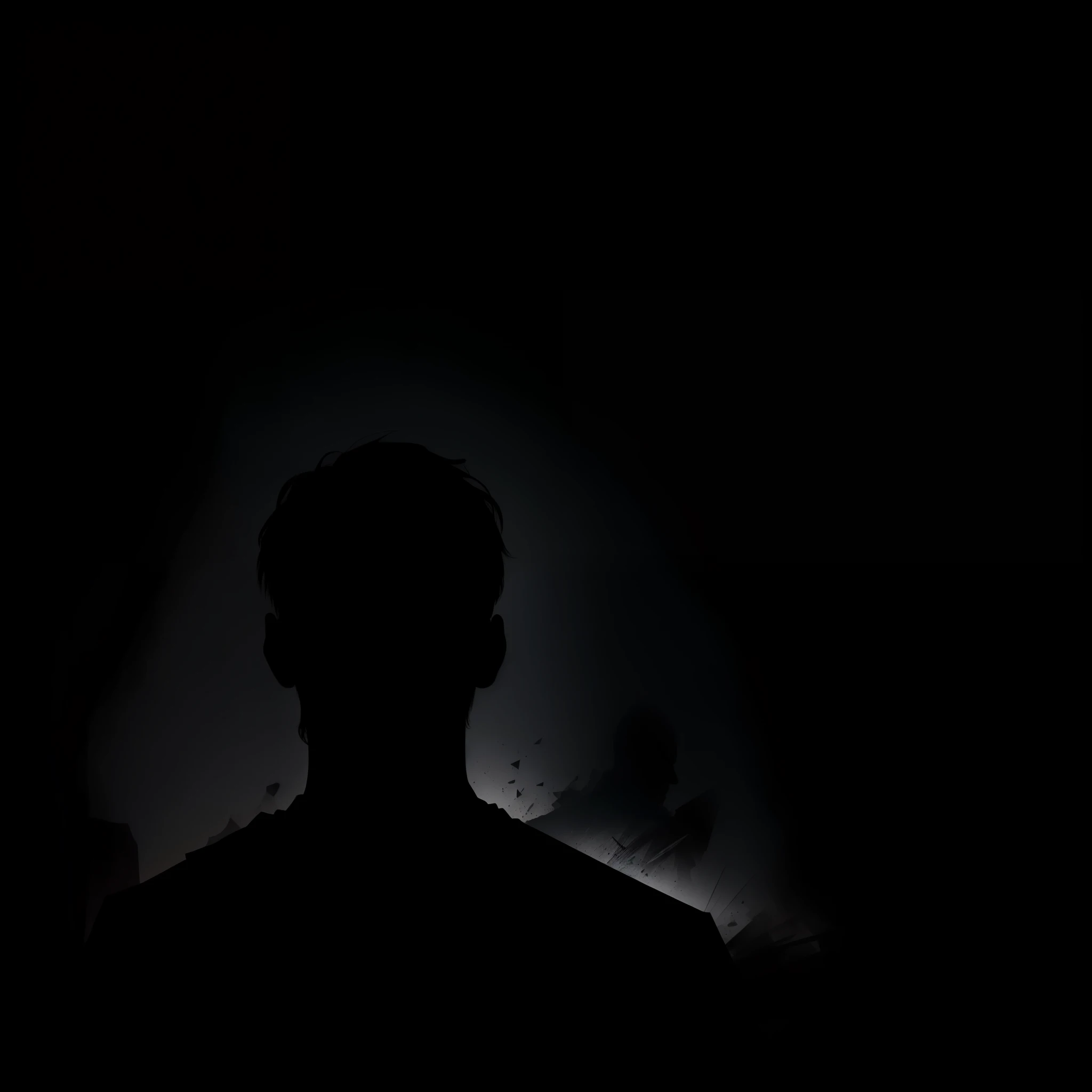 Silhouette of man, dark landscape, abstract art, doodle, sketch, portrait