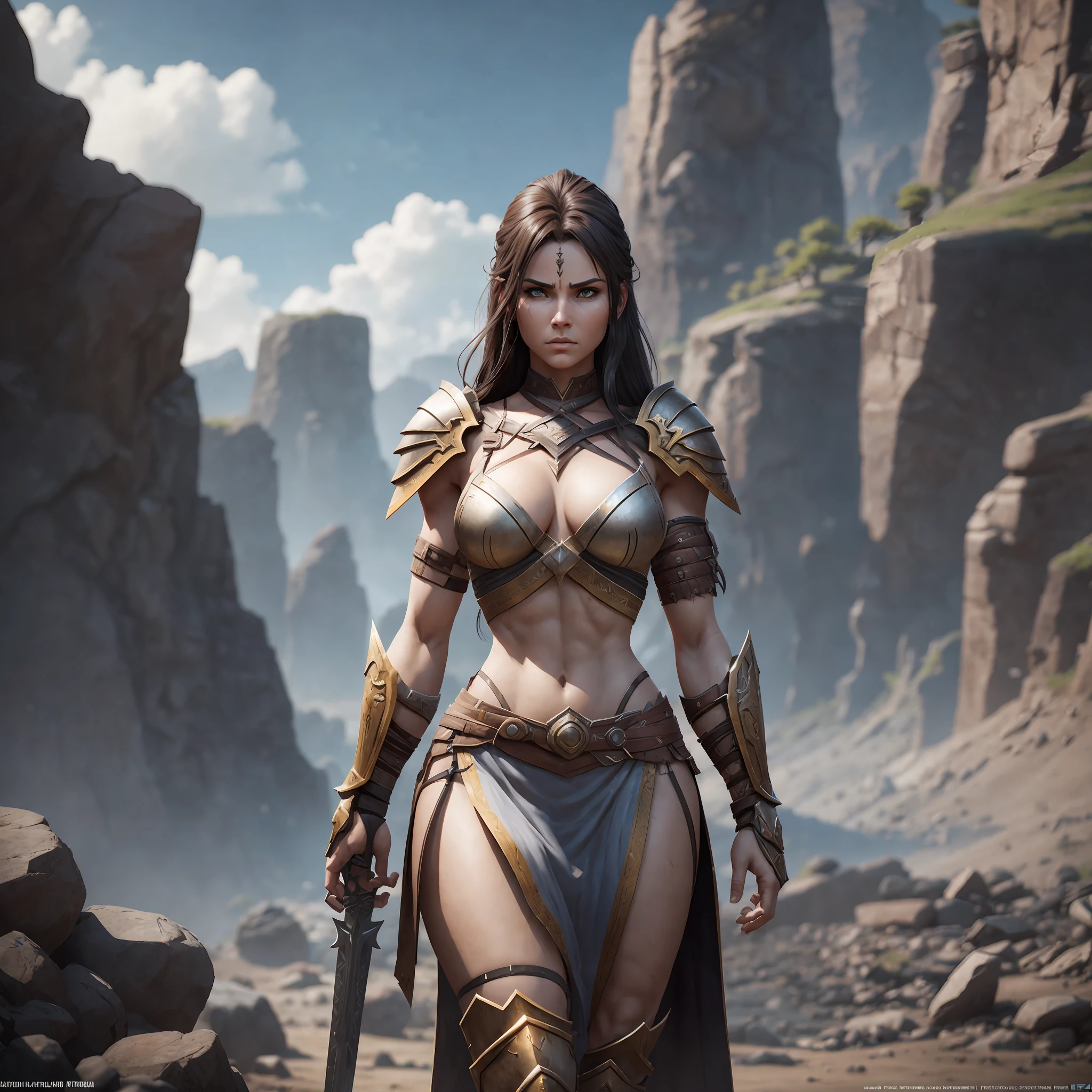 woman in the form of a warrior-barbarian, hyper realistic, unreal engine 5 graphics, octane render, --g4 --auto --s2