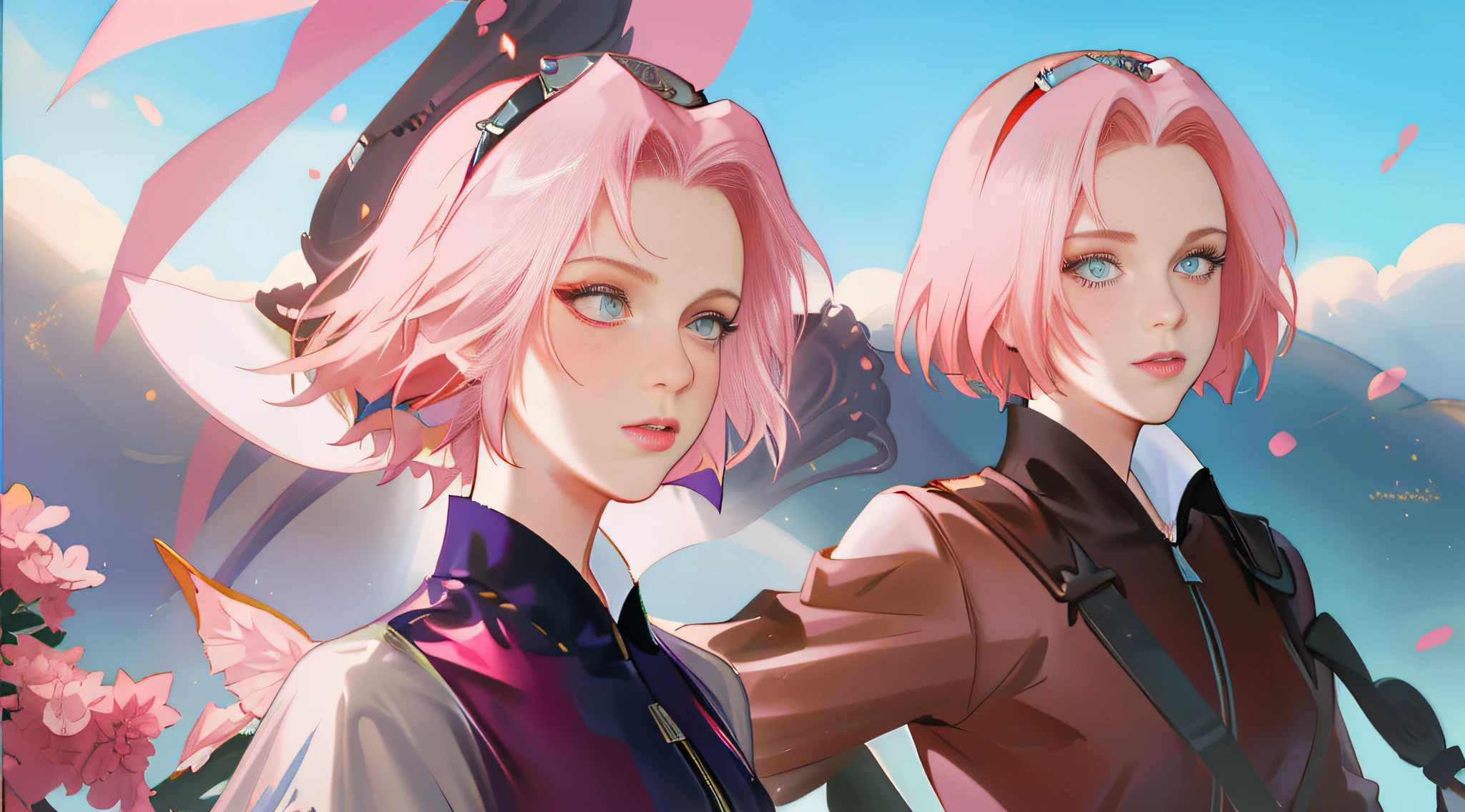 Queen of angels, beautiful woman, seductive, dark, standing, sensual eyes, lilac dress, forehead showing, symbol on forehead, queen, pink hair, delicate, young, short hair, full body, from League of Legends, trend in artstation, by rhads, andreas Rocha, rossdraws, makoto shinkai, laurie greasley, lois van baarle, ilya kuvshinov and greg rutkowski