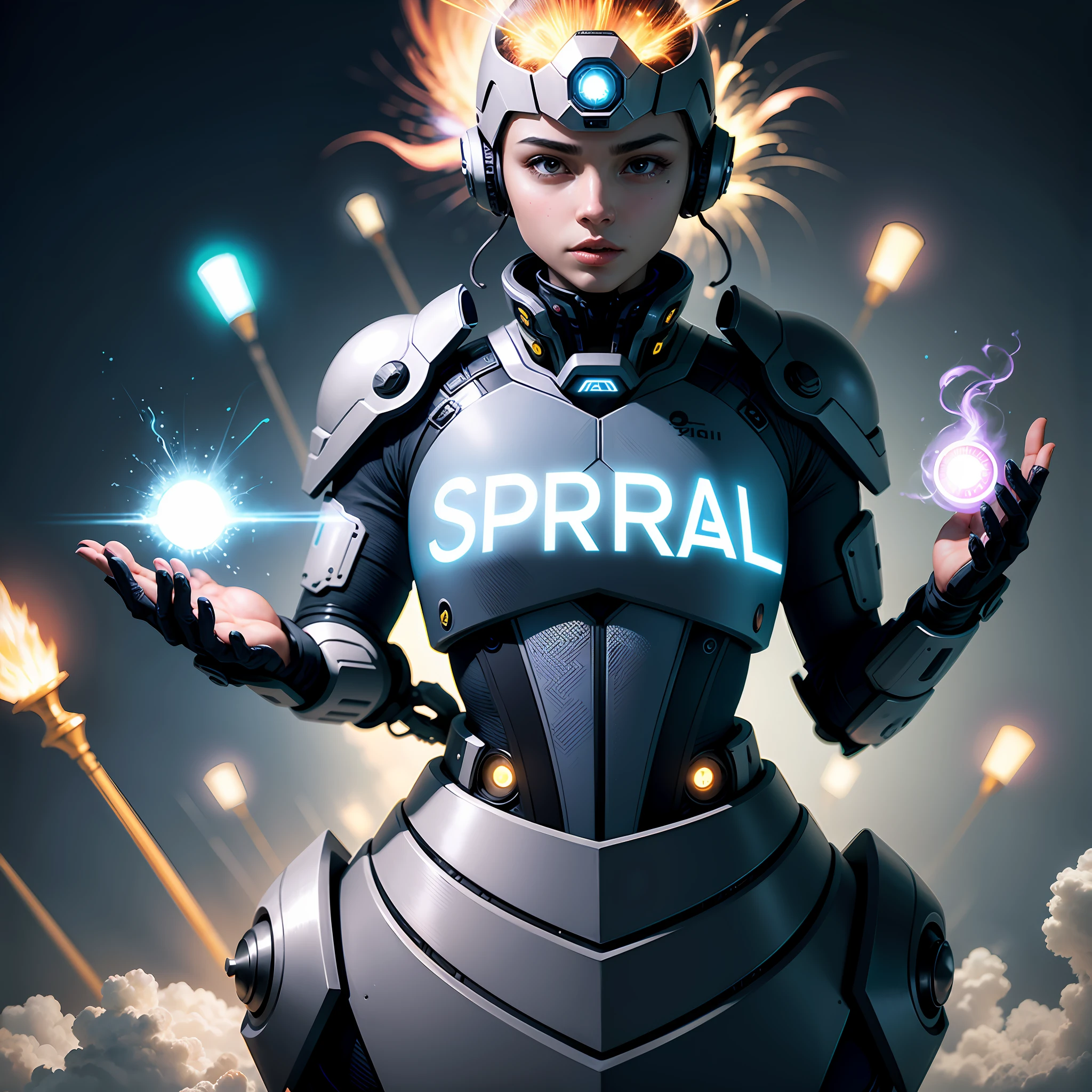 Cool font, full of technology, AI, heralding a new world, spark