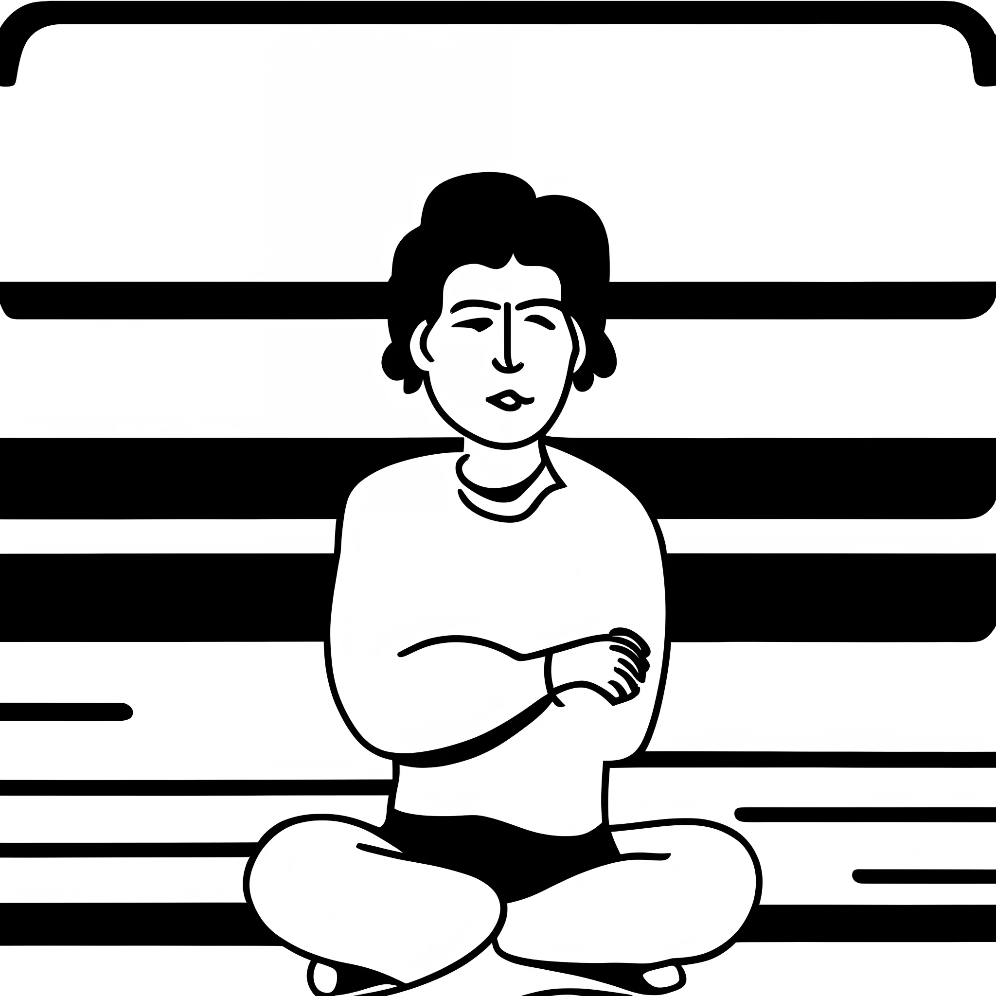 hidenoriyamano, 1man, solo, sauna, towel, male focus, towel around neck, eyes closed, sitting, simple background, minimal illustration, thoughtful