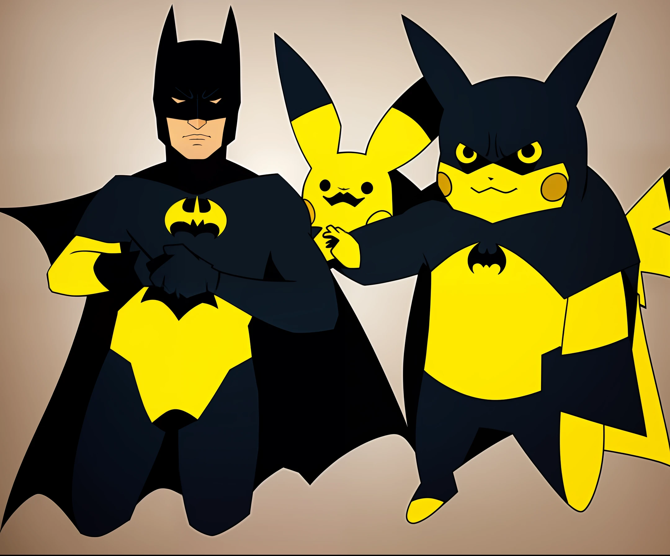 Batman holding pikachu