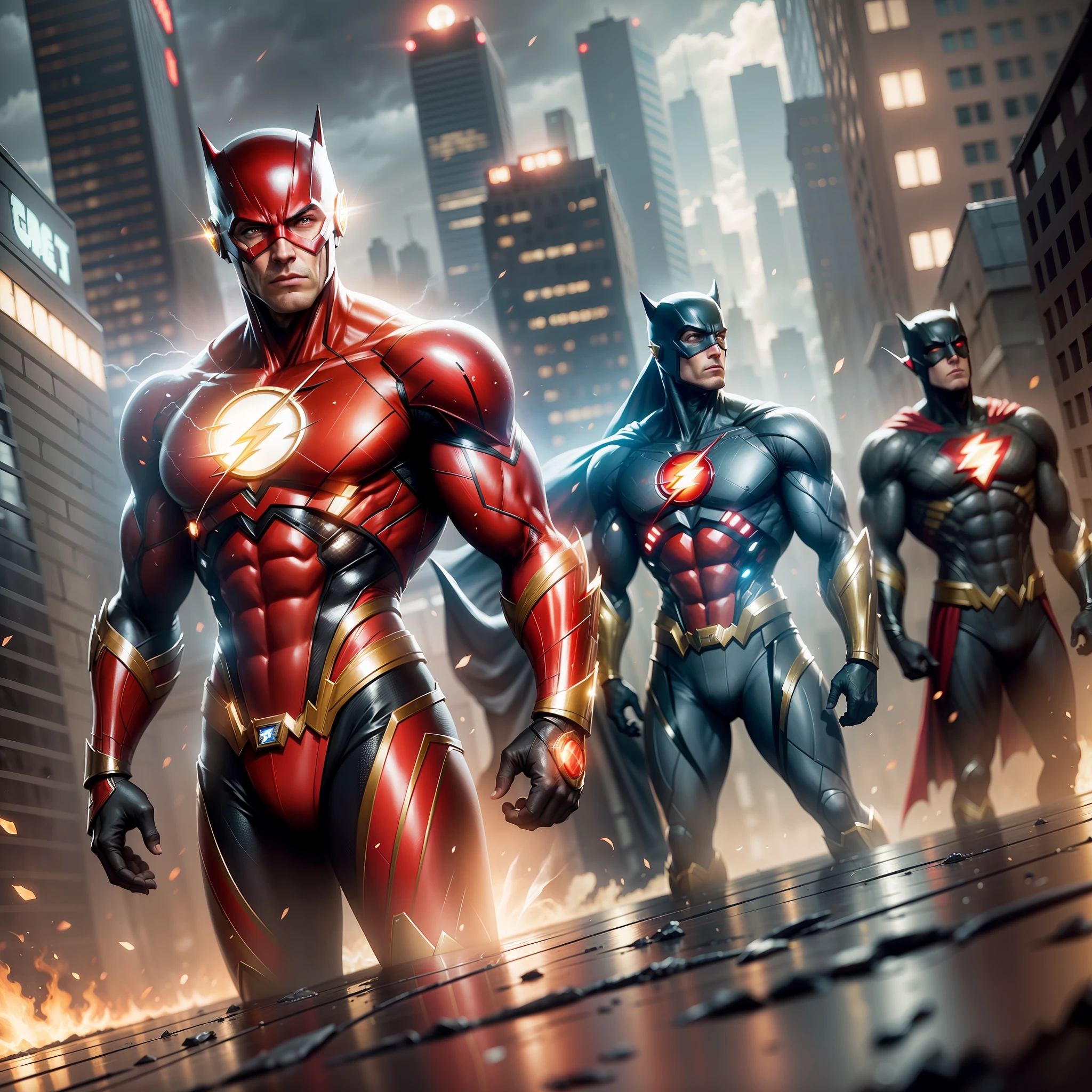 Create a realistic Justice League Flash image with realistic lighting and super 8k resolution. High-resolution full-body image. - (Waiting to start) . --auto --s2