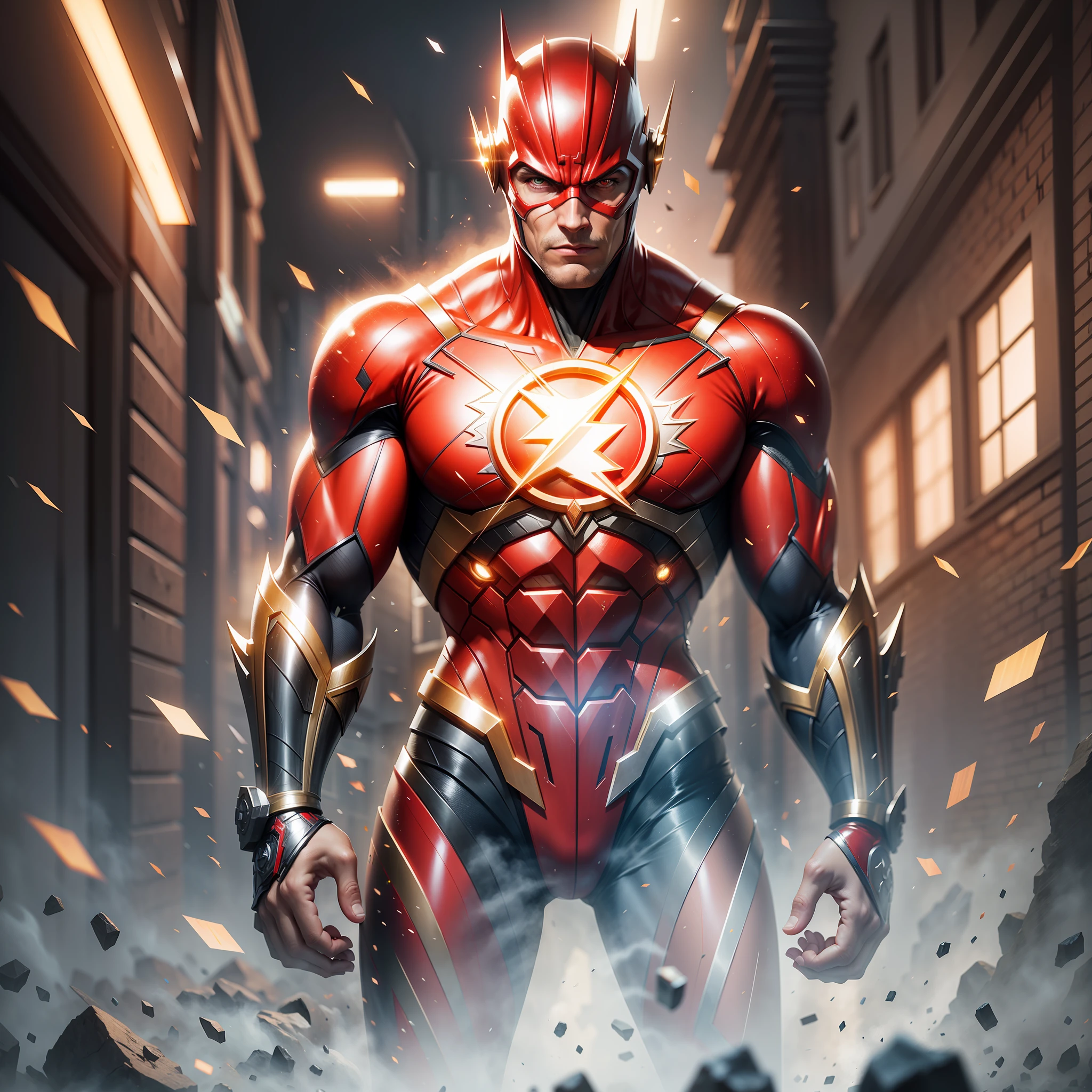 Create a realistic Justice League Flash image with realistic lighting and super 8k resolution. High-resolution full-body image. --auto --s2