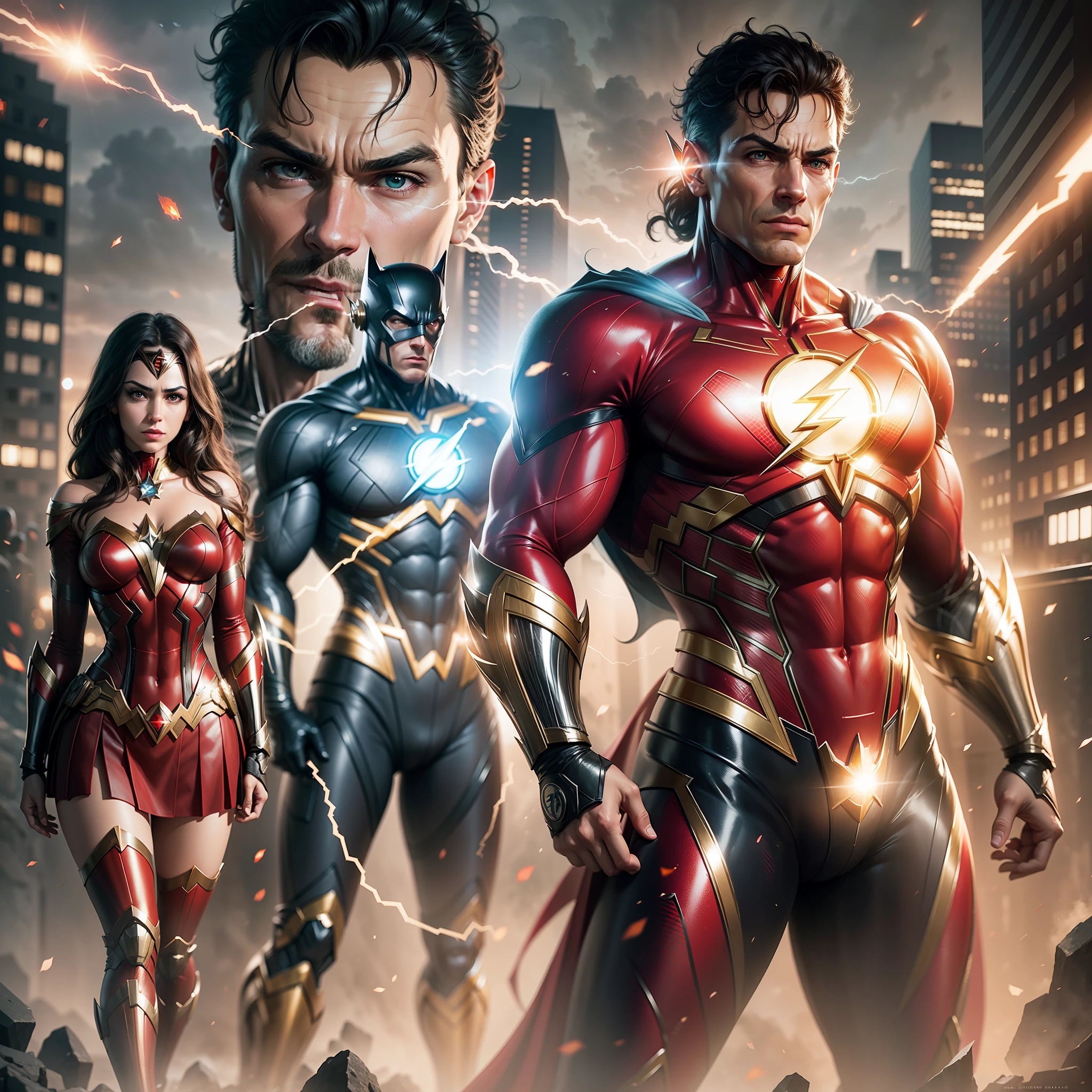 Create a realistic Justice League Flash image with realistic lighting and super 8k resolution. High-resolution full-body image. --auto --s2