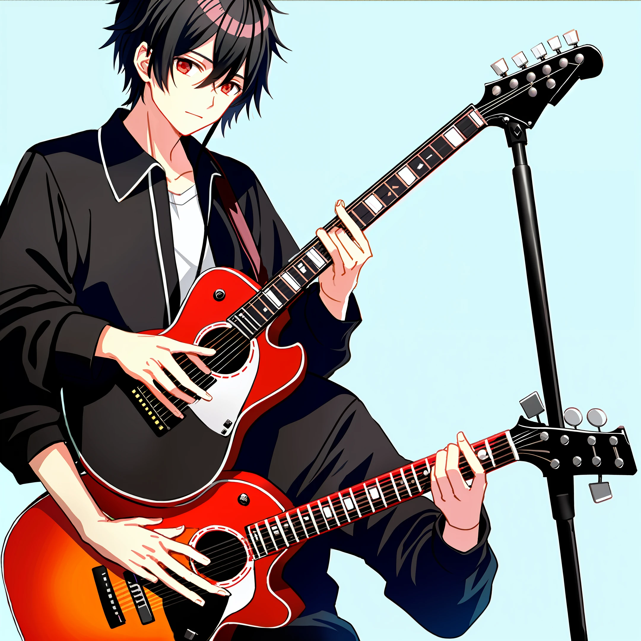 Black Hair Boy, Fringe Boy, Boy Playing Guitar, Musician Boy, Boy Headphone