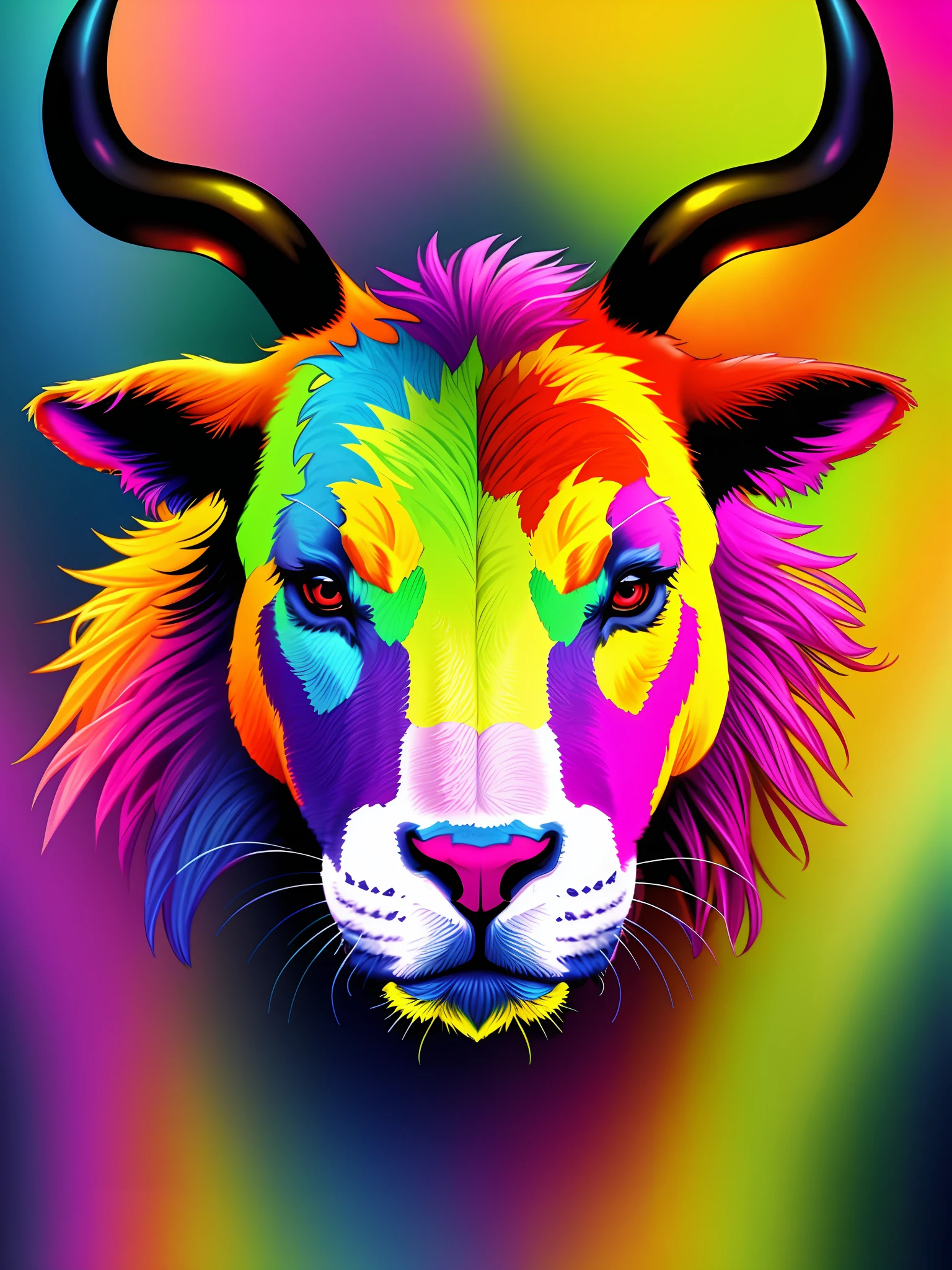 Brightly colored bull, 4K detailed digital art, AMOLED wallpaper, highly detailed 4K digital art, beautiful 4K UHD art, high detailed colors, colorful digital fantasy art, amoled, high quality 8K detailed art