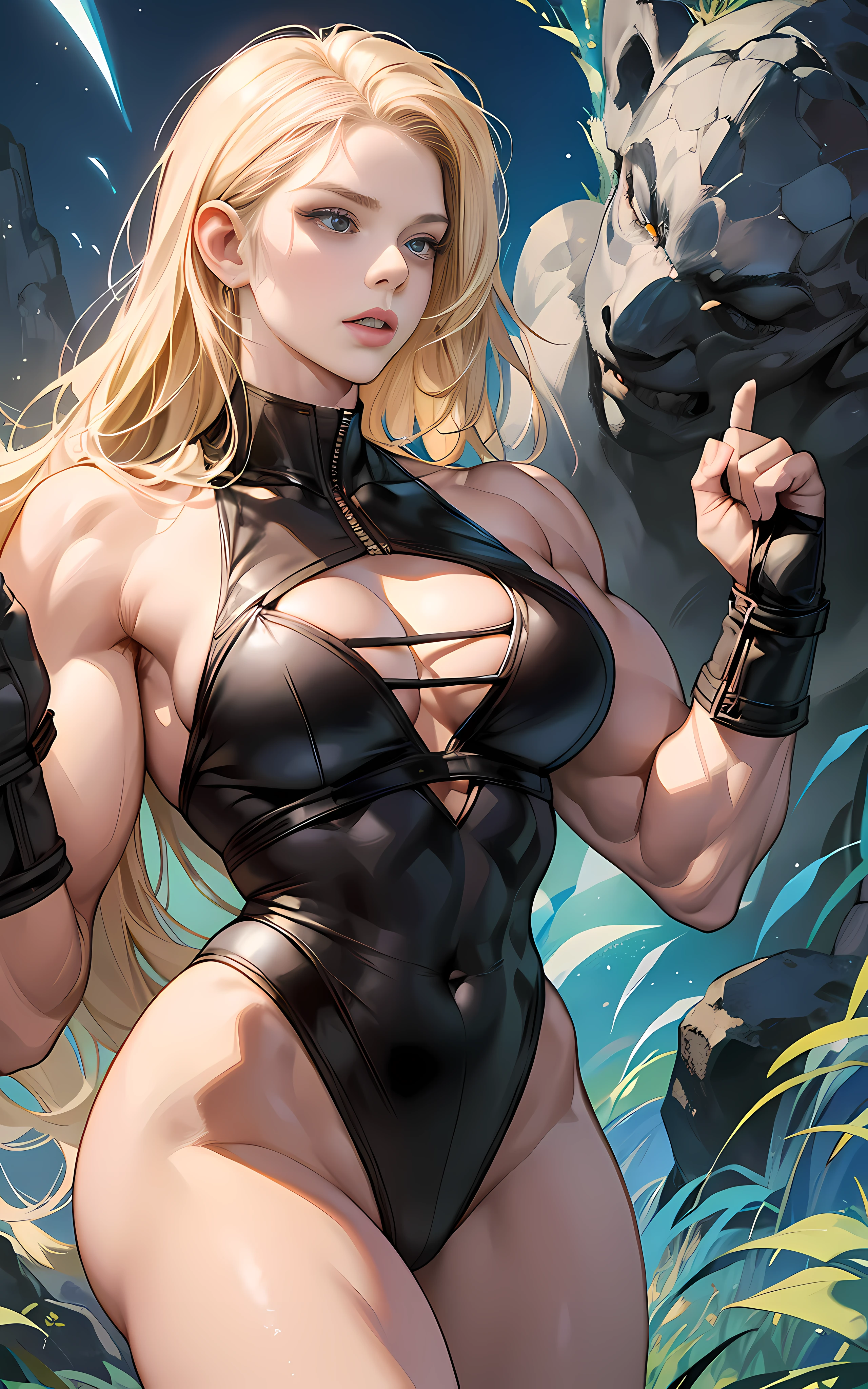 (masterpiece, ultra detailed: 1.5), (beautiful face: 1.5), (best quality: 1.5), Katheryn Winnick, 1girl, perfect lighting, sexy look, full body using 2/3 centered image width, skin teeth, marks, muscular warrior women, ultraviolent muscular woman, feminine and muscular, female bodybuilder, big muscles, very strong woman, extreme muscles, massive muscles, muscles, muscular and scary, strong and muscular,  giant muscles with veins, perfect body, wide hips, perfect lighting, makeup, fantasy, detailed background open field, little clothing, very muscular back, perfect body, full body, large buttocks, , --auto --s2
