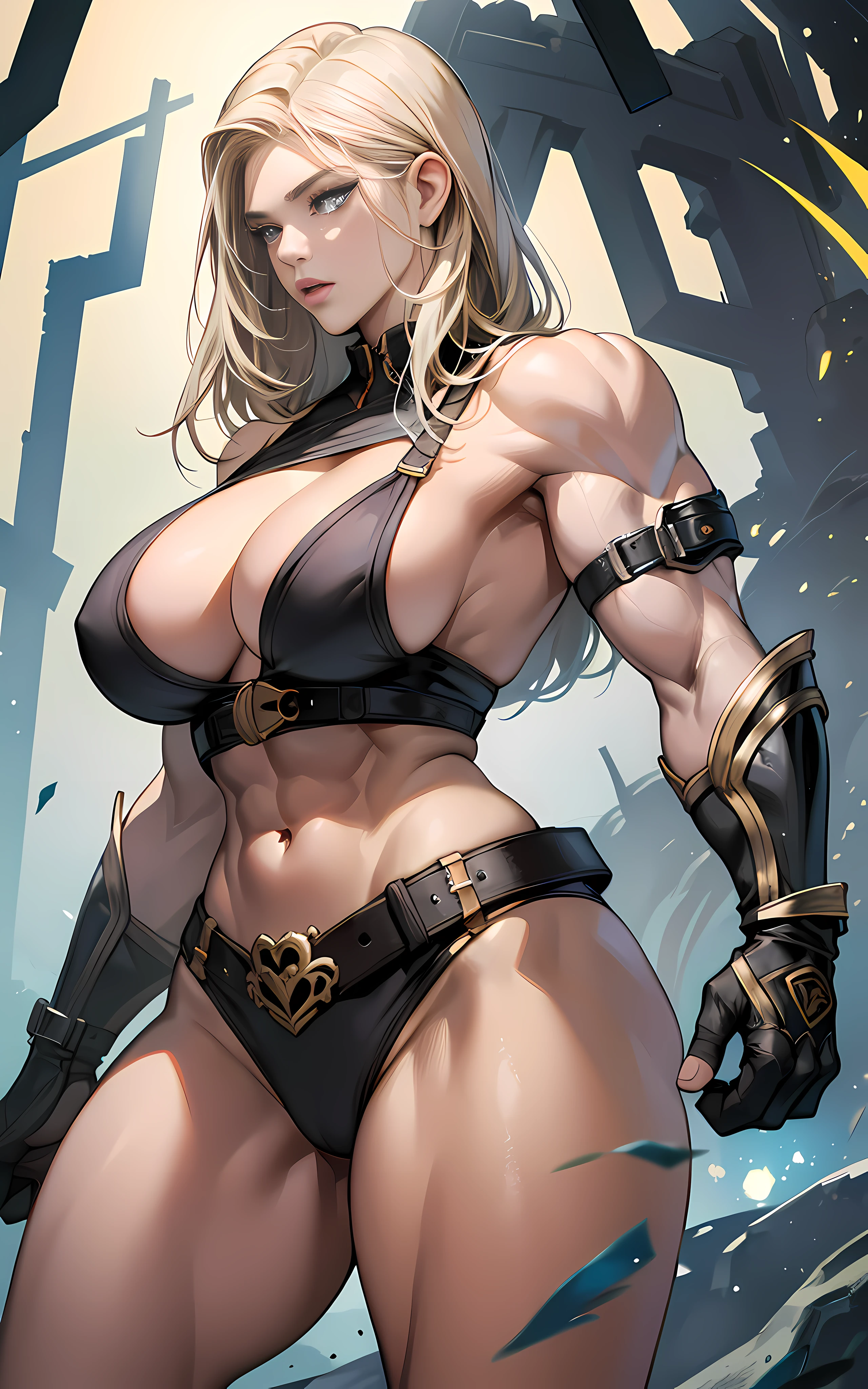 (masterpiece, ultra detailed: 1.5), (beautiful face: 1.5), (best quality: 1.5), Katheryn Winnick, 1girl, perfect lighting, sexy look, full body using 2/3 centered image width, skin teeth, marks, muscular warrior women, ultraviolent muscular woman, feminine and muscular, female bodybuilder, big muscles, very strong woman, extreme muscles, massive muscles, muscles, muscular and scary, strong and muscular, giant muscles with veins, perfect body, wide hips, perfect lighting, makeup, fantasy, detailed background open field, little clothing, very muscular back, perfect body, full body, large buttocks, , --auto --s2