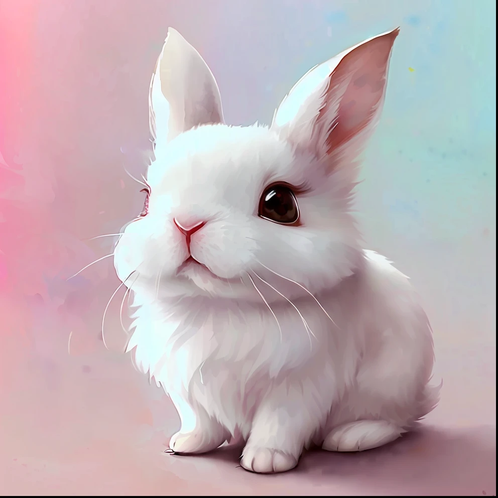 Beautiful little bunny with dreamy eyes, volumetric light, hyper realistic, intricate detail, illustration, painting, watercolor, kawaii chibi, eating easter egg, Aww!, Shallow depth of field, pastel color palette, Soft Lighting, Minimalistic, Modern, Digital painting, art by lois van baarle and ross tran and artgerm, Trending on Artstation HQ, highly detailed