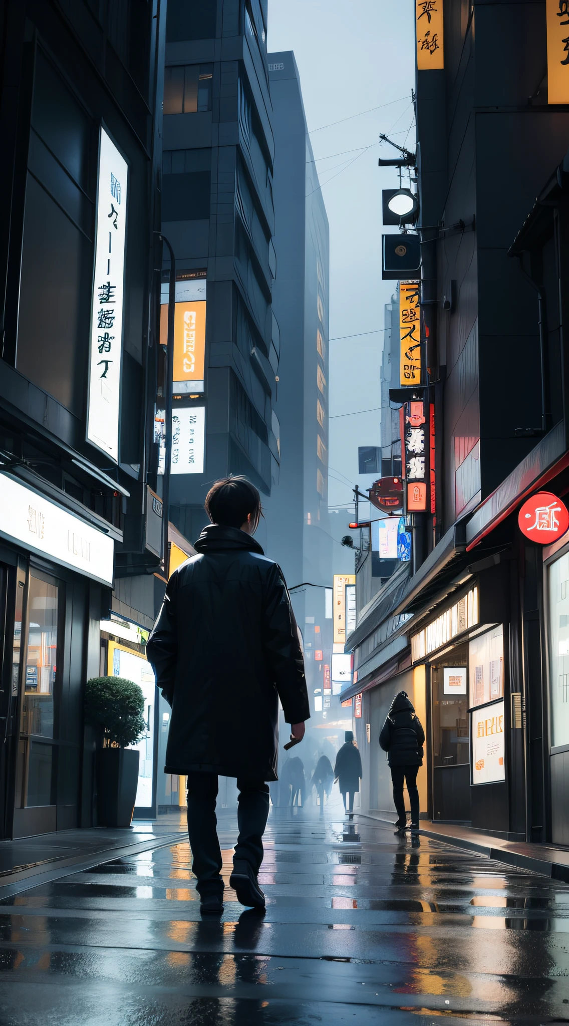 amazing girl look for the camera, worm view, night, misty, rain, there is a person walking up a set of wide avenue in a city, streets of Tokyo, street of Tokyo, in Tokyo, city like Tokyo, walking over a tiny city, cyberpunk, artwork of a Tokyo street, man walking through city, inspired by Carl Spitzweg, by John La Gatta, style by 
AnthonyPresley, Deviantart