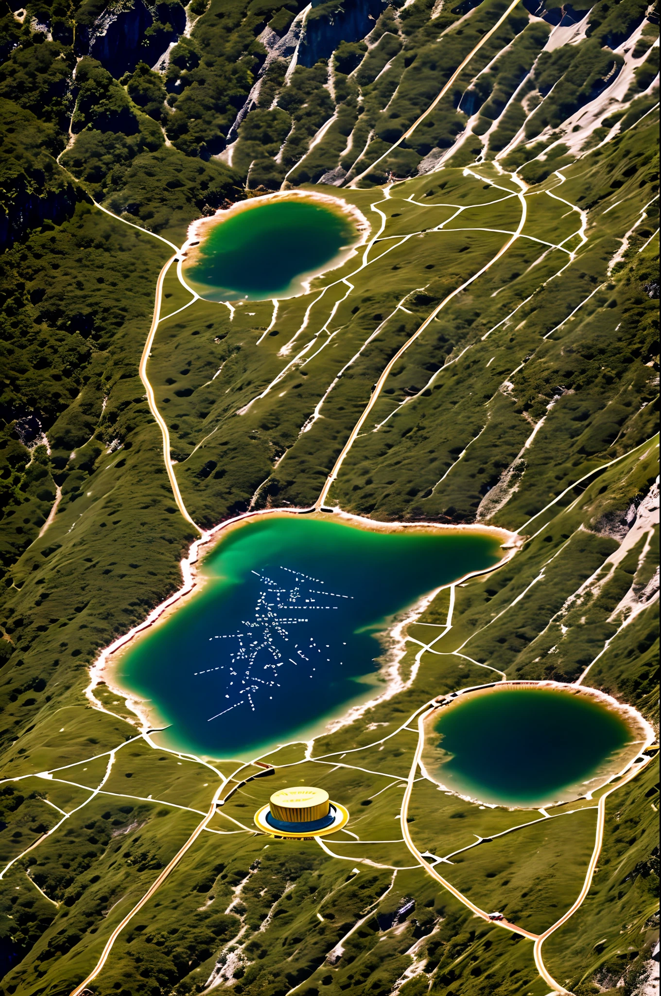 Mockup of a special ultra realistic gold medal of the Patagonia Experience events, with a very detailed 3D wind rose and a waterfall symbol of the trekking and Mountain Bike event of nature and adventure sport