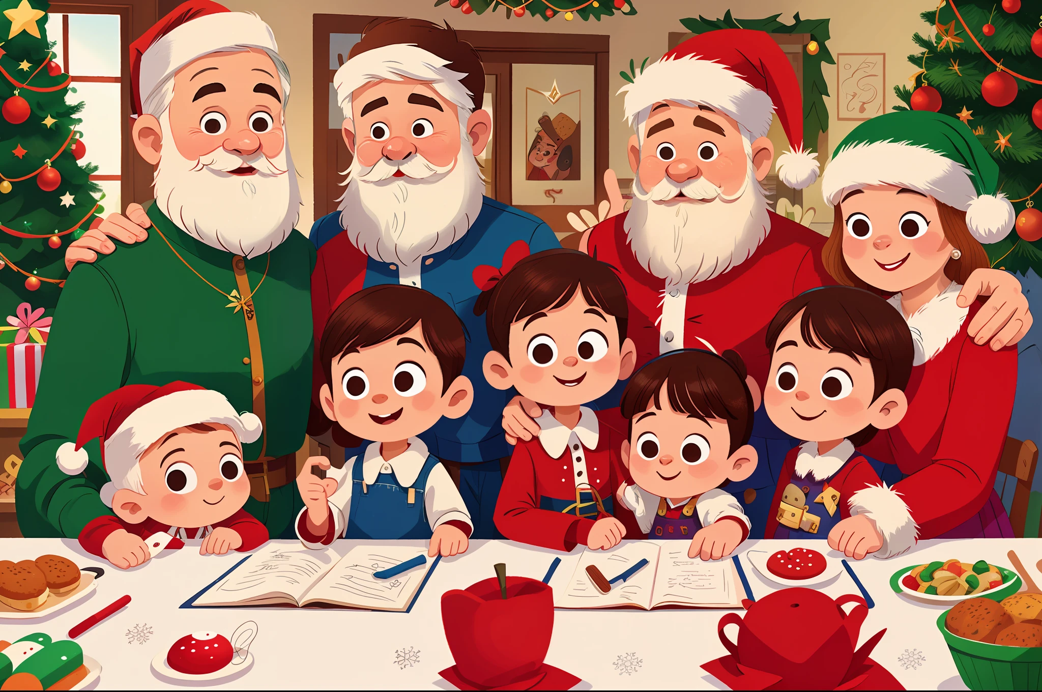 closeup, a portrait of family, mother, father, Christmas party